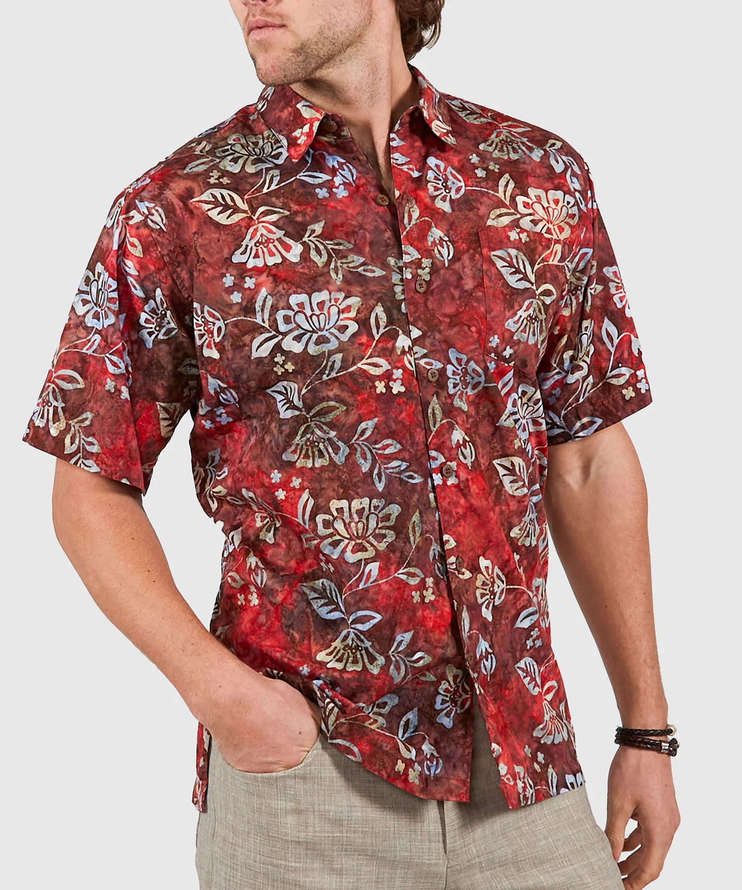 Westport Black Short Sleeve Batik Print Camp Shirt - Image 5