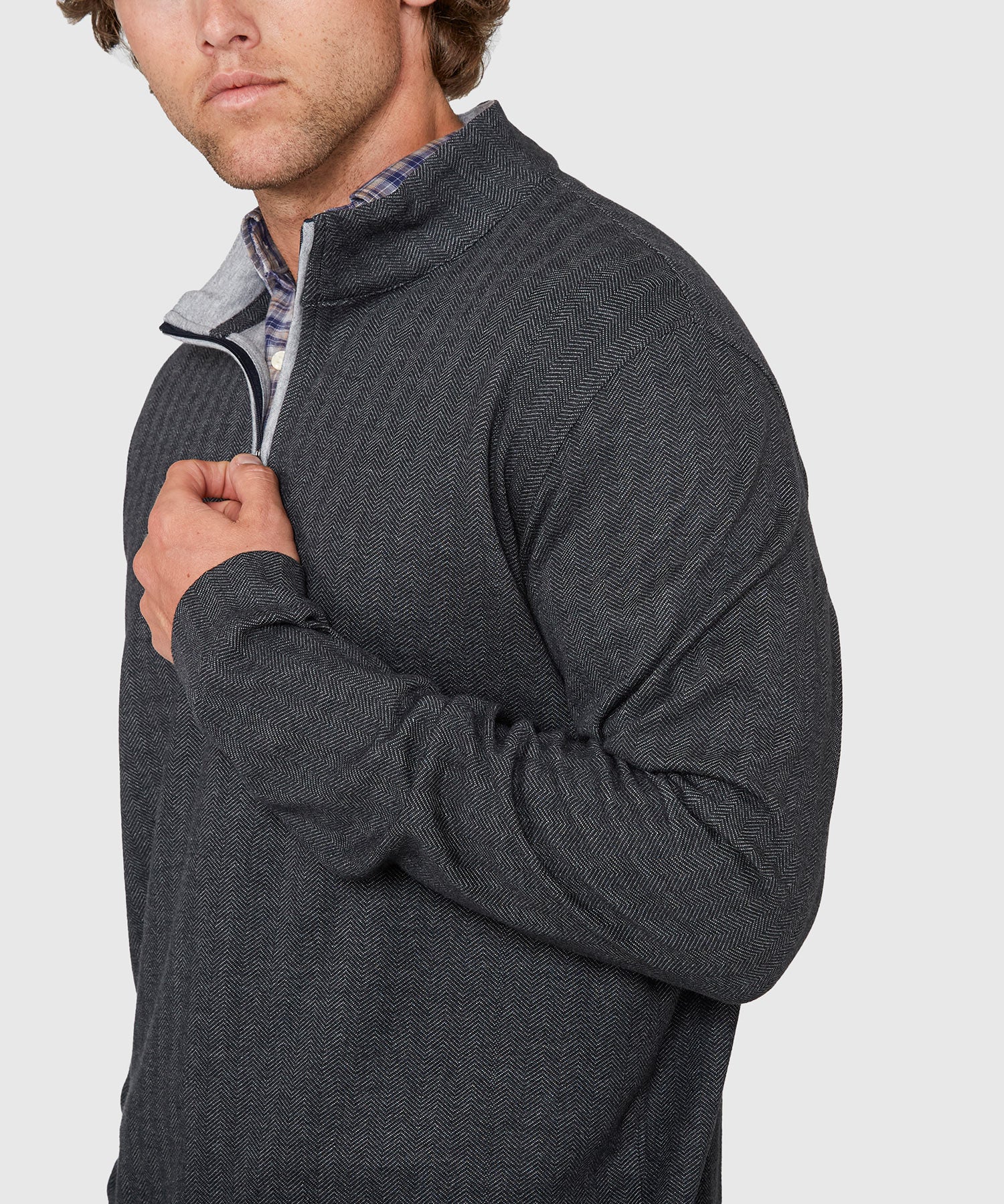 Westport Lifestyle Long Sleeve Herringbone Interlock Quarter Zip Pullover - Image 2