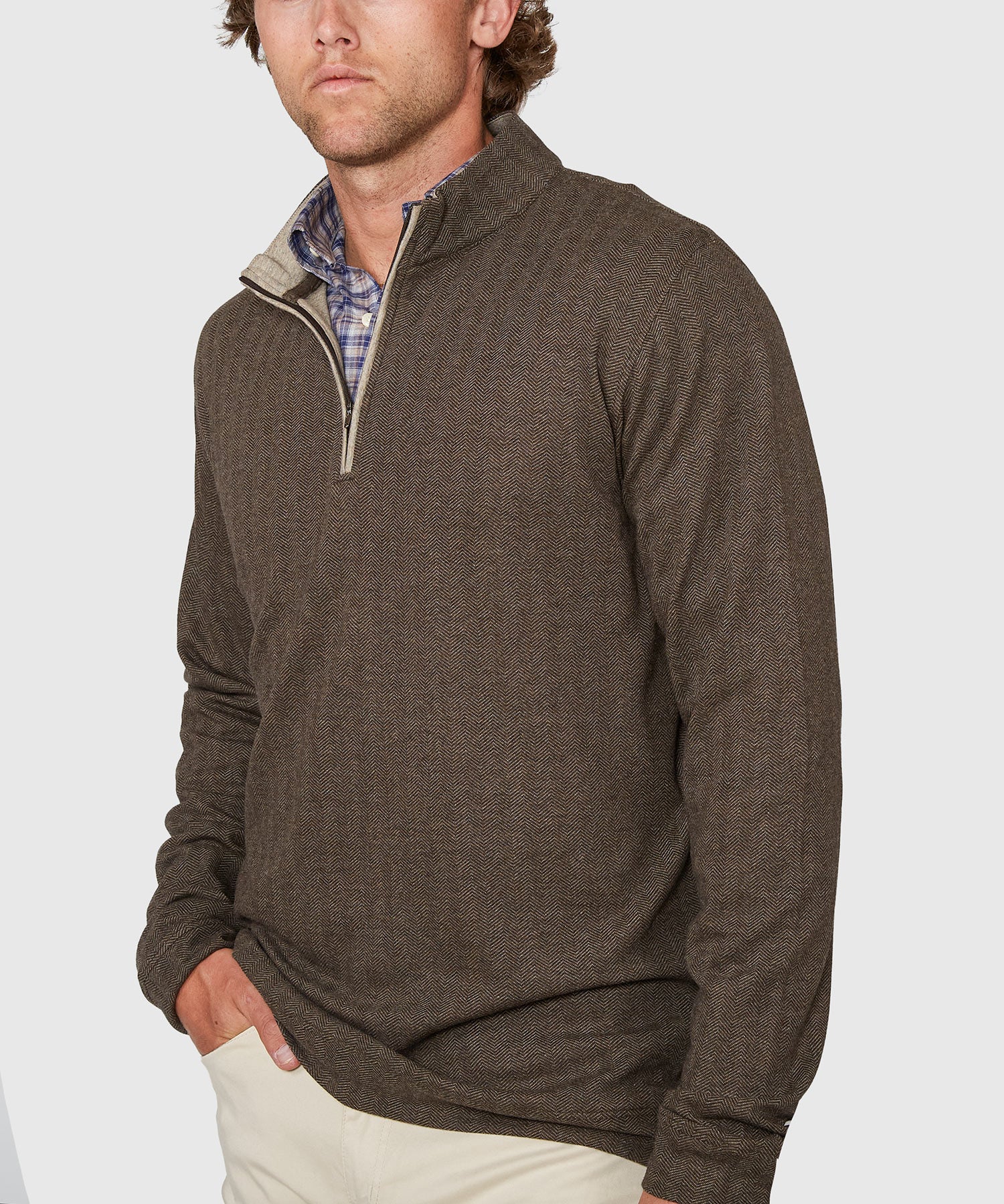 Westport Lifestyle Long Sleeve Herringbone Interlock Quarter Zip Pullover - Image 6