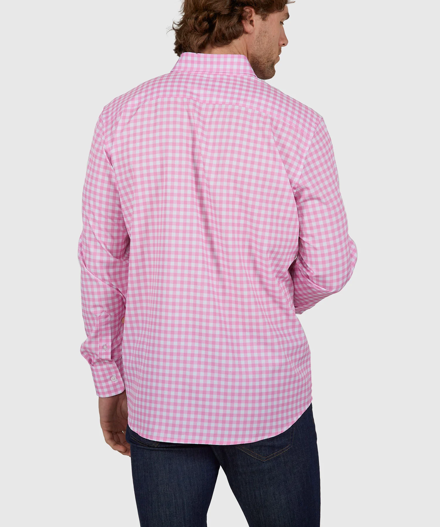 Westport No-Tuck Long Sleeve Button Down Collar Stretch Performance Gingham Sport Shirt - Image 4