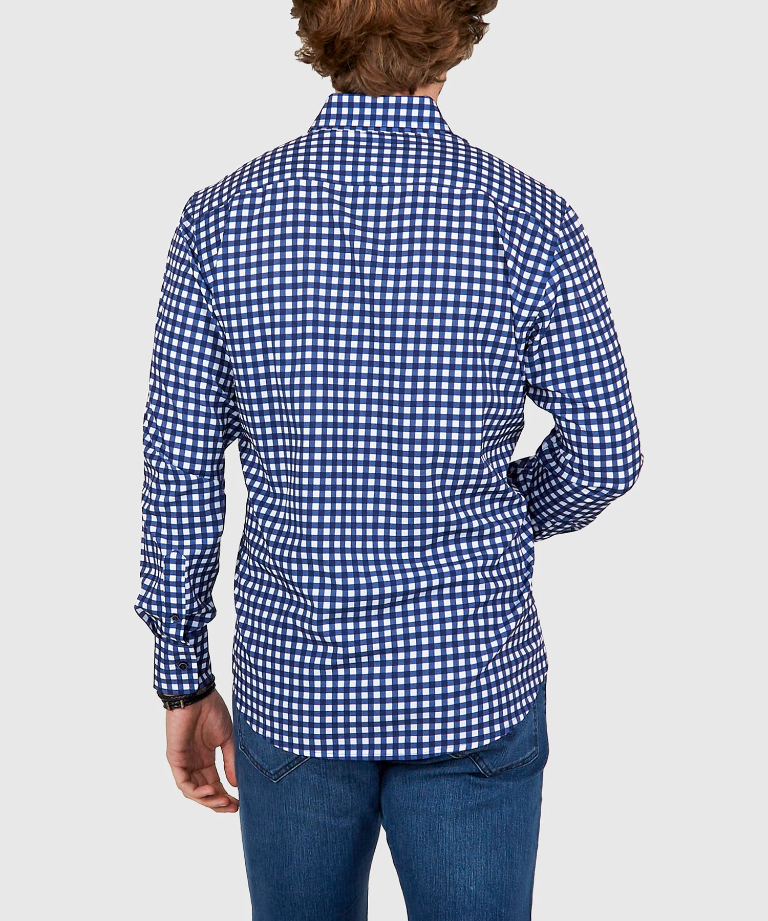 Westport No-Tuck Long Sleeve Button Down Collar Stretch Performance Gingham Sport Shirt - Image 4