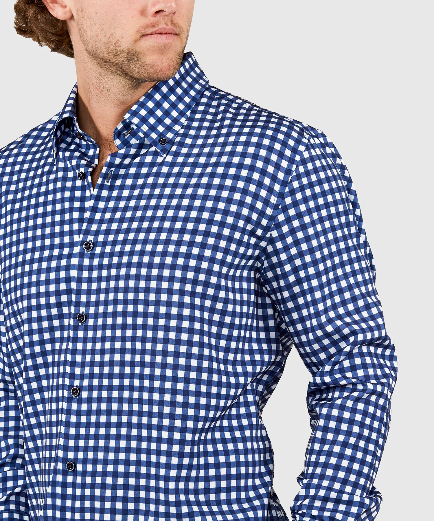 Westport No-Tuck Long Sleeve Button Down Collar Stretch Performance Gingham Sport Shirt - Image 6
