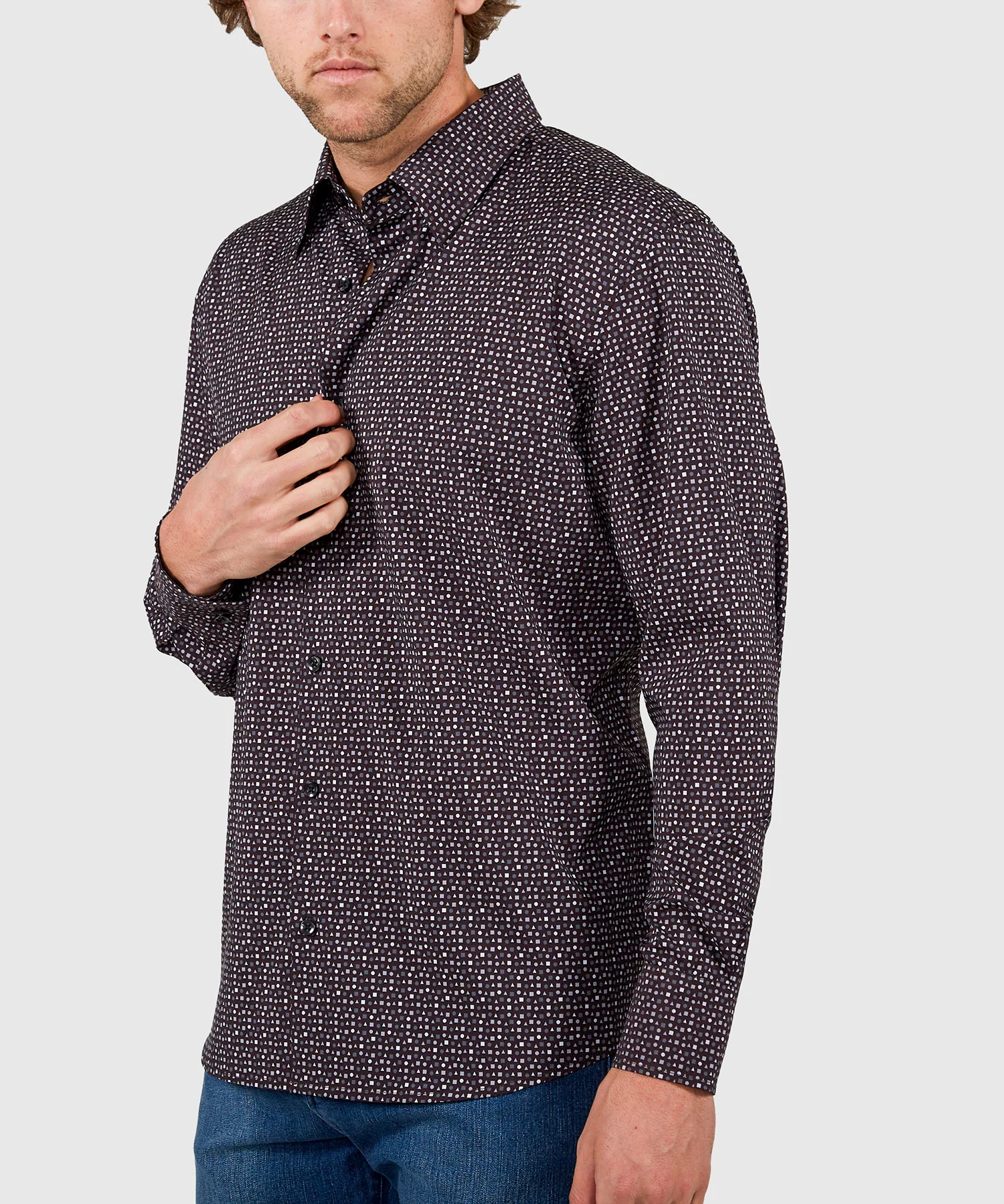 Westport No-Tuck Long Sleeve Button Under Collar Stretch Performance 'Forms' Sport Shirt - Image 3