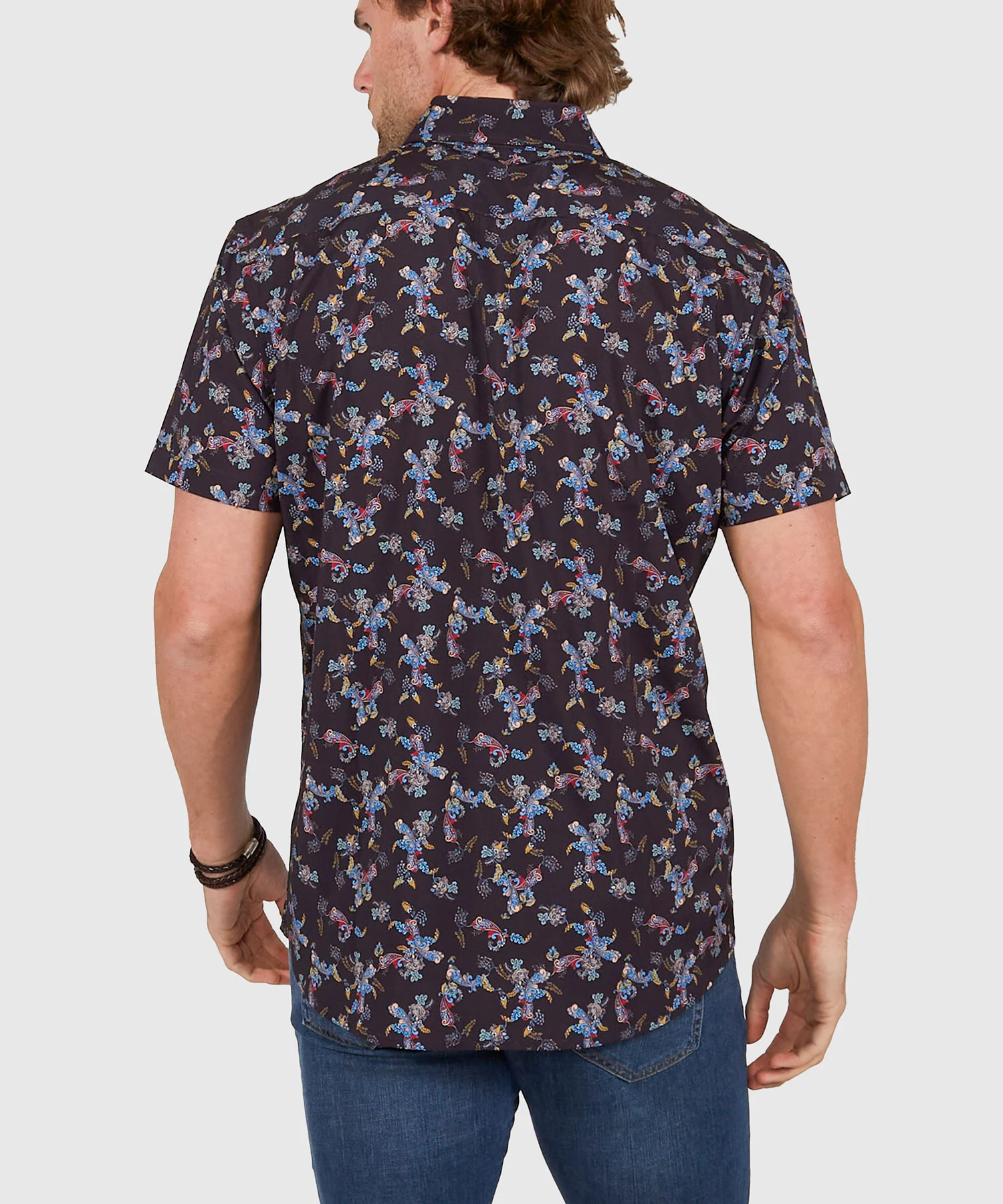 Westport No-Tuck Short Sleeve Button Down Collar Stretch Performance 'Lush Paisley' Sport Shirt - Image 6