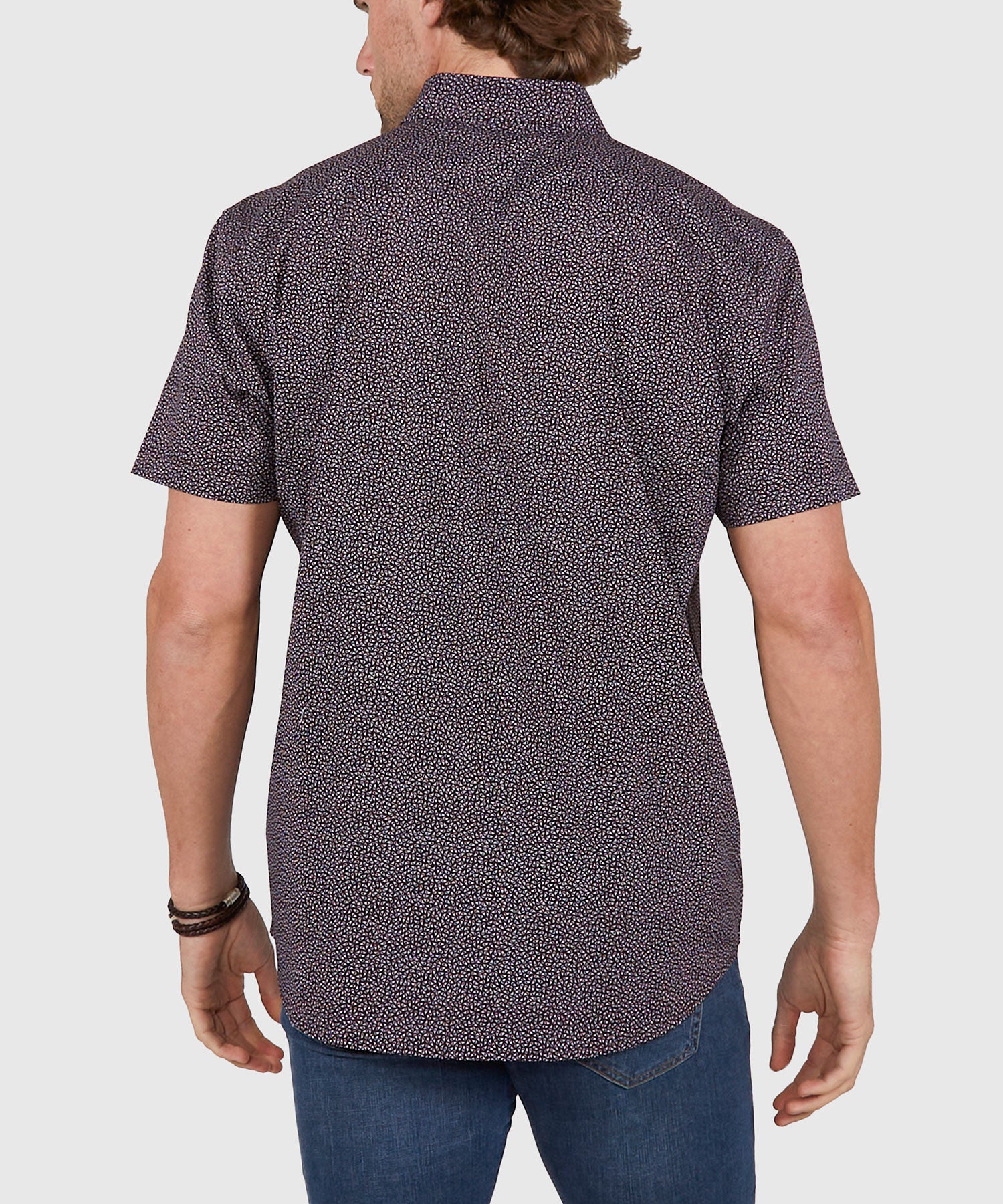 Westport No-Tuck Short Sleeve Button Under Collar Stretch Performance Micro Paisley Sport Shirt - Image 5