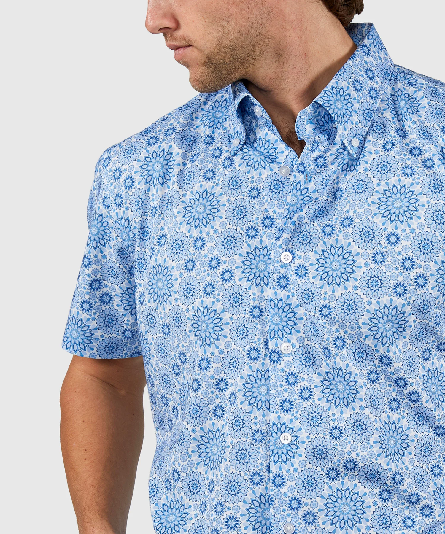 Westport No-Tuck Short Sleeve Button Down Collar Stretch Performance 'Mandala' Sport Shirt - Image 3