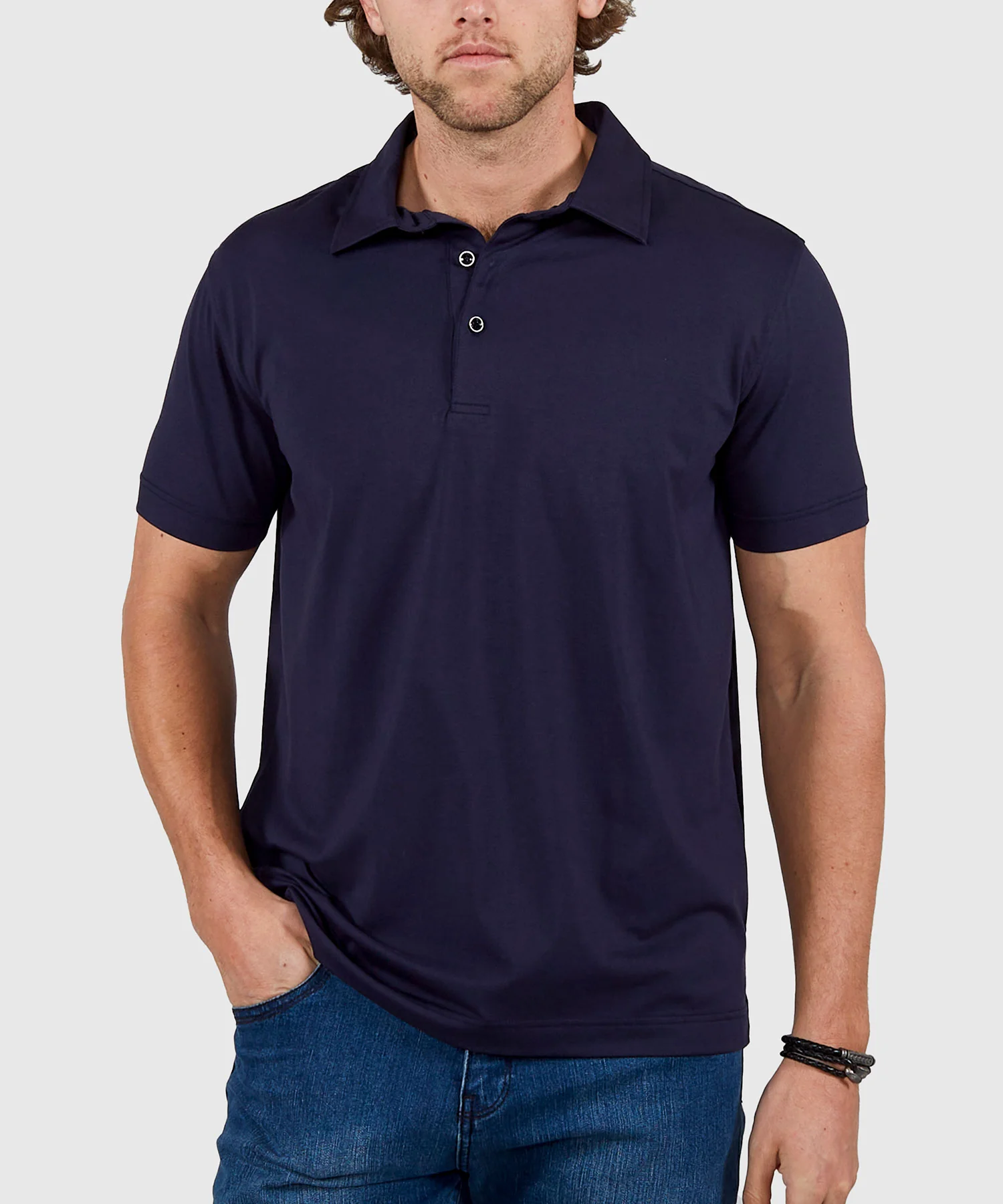 Westport No-Tuck Short Sleeve Cotton Performance Stretch Polo Knit Shirt - Image 5