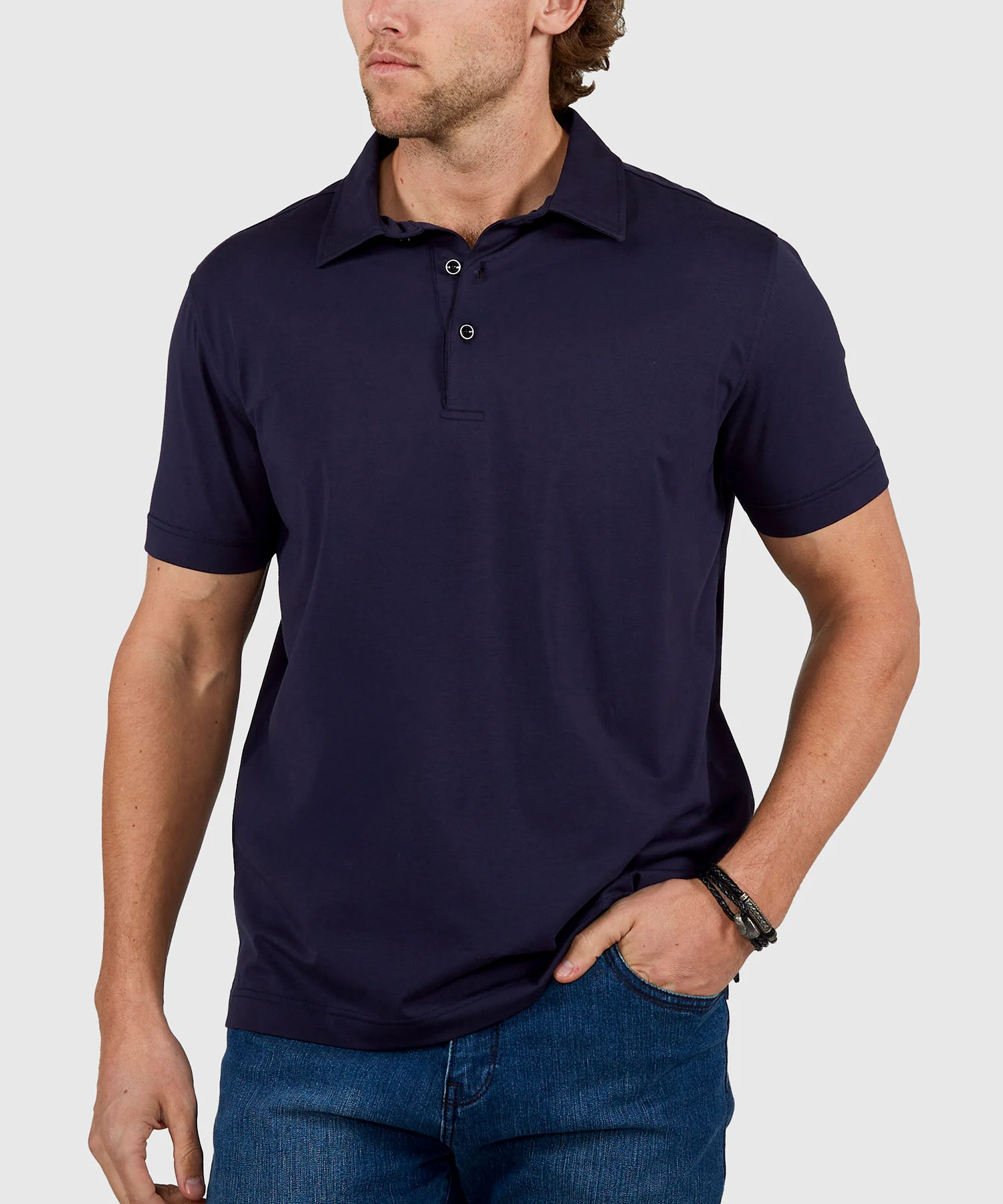 Westport No-Tuck Short Sleeve Cotton Performance Stretch Polo Knit Shirt - Image 6