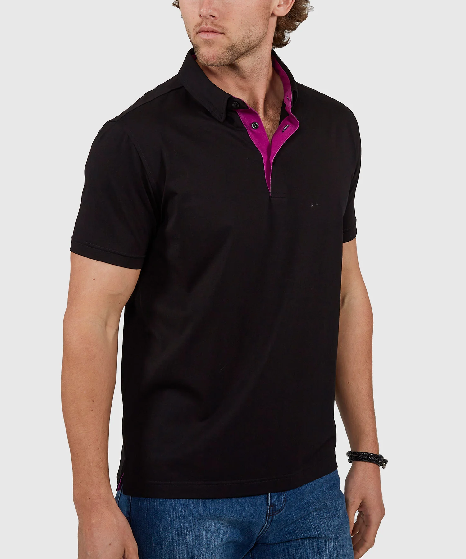 Westport No-Tuck Short Sleeve Cotton Performance Contrast Trim Placket Polo Knit Shirt - Image 11