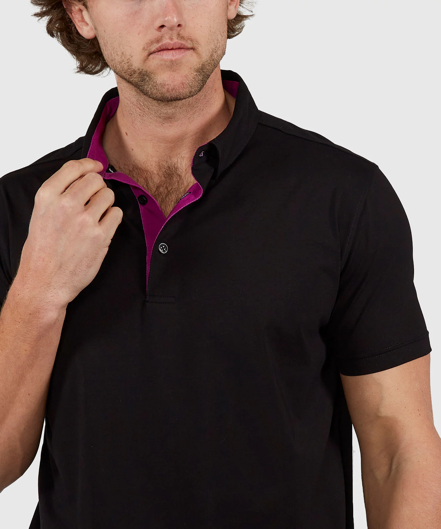 Westport No-Tuck Short Sleeve Cotton Performance Contrast Trim Placket Polo Knit Shirt - Image 12