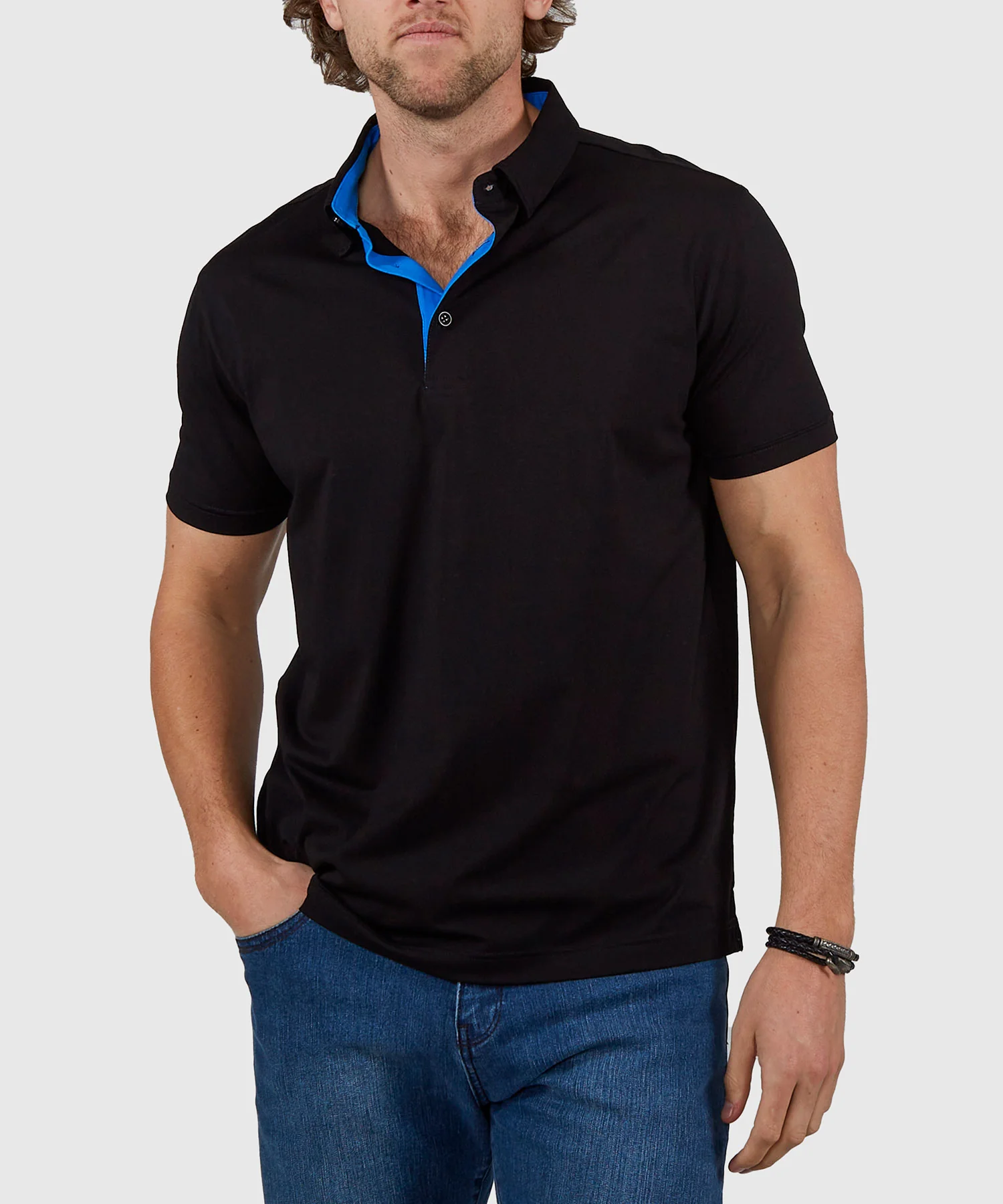 Westport No-Tuck Short Sleeve Cotton Performance Contrast Trim Placket Polo Knit Shirt - Image 15