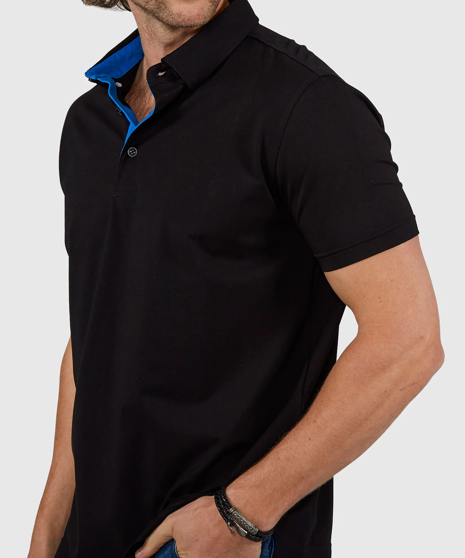 Westport No-Tuck Short Sleeve Cotton Performance Contrast Trim Placket Polo Knit Shirt - Image 18