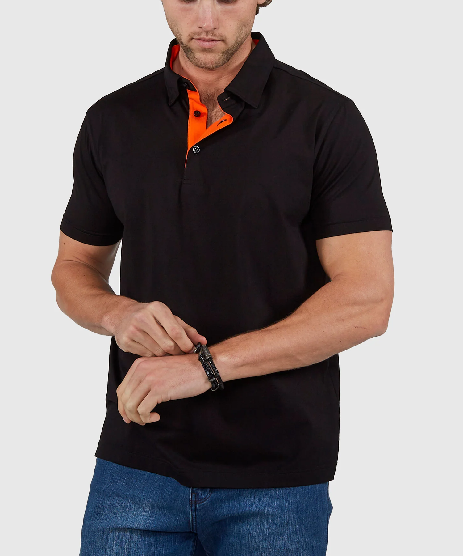Westport No-Tuck Short Sleeve Cotton Performance Contrast Trim Placket Polo Knit Shirt - Image 21