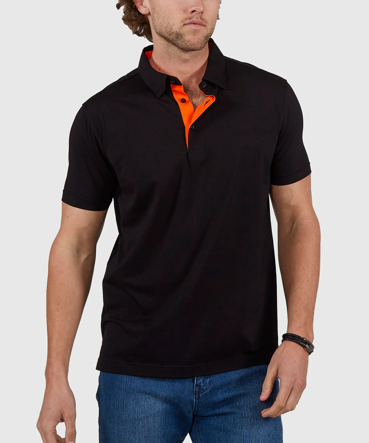 Westport No-Tuck Short Sleeve Cotton Performance Contrast Trim Placket Polo Knit Shirt - Image 22