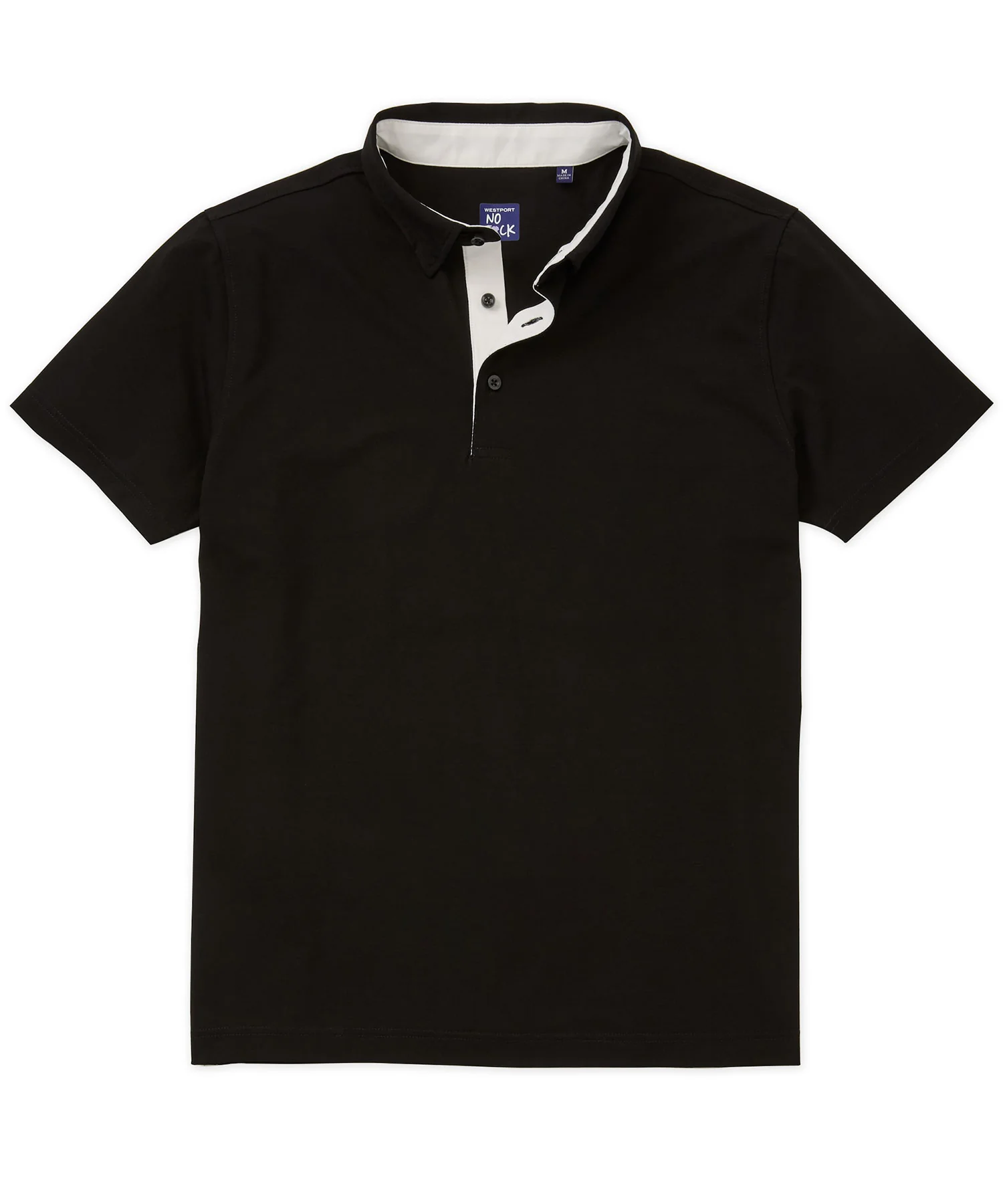 Westport No-Tuck Short Sleeve Cotton Performance Contrast Trim Placket Polo Knit Shirt - Image 4