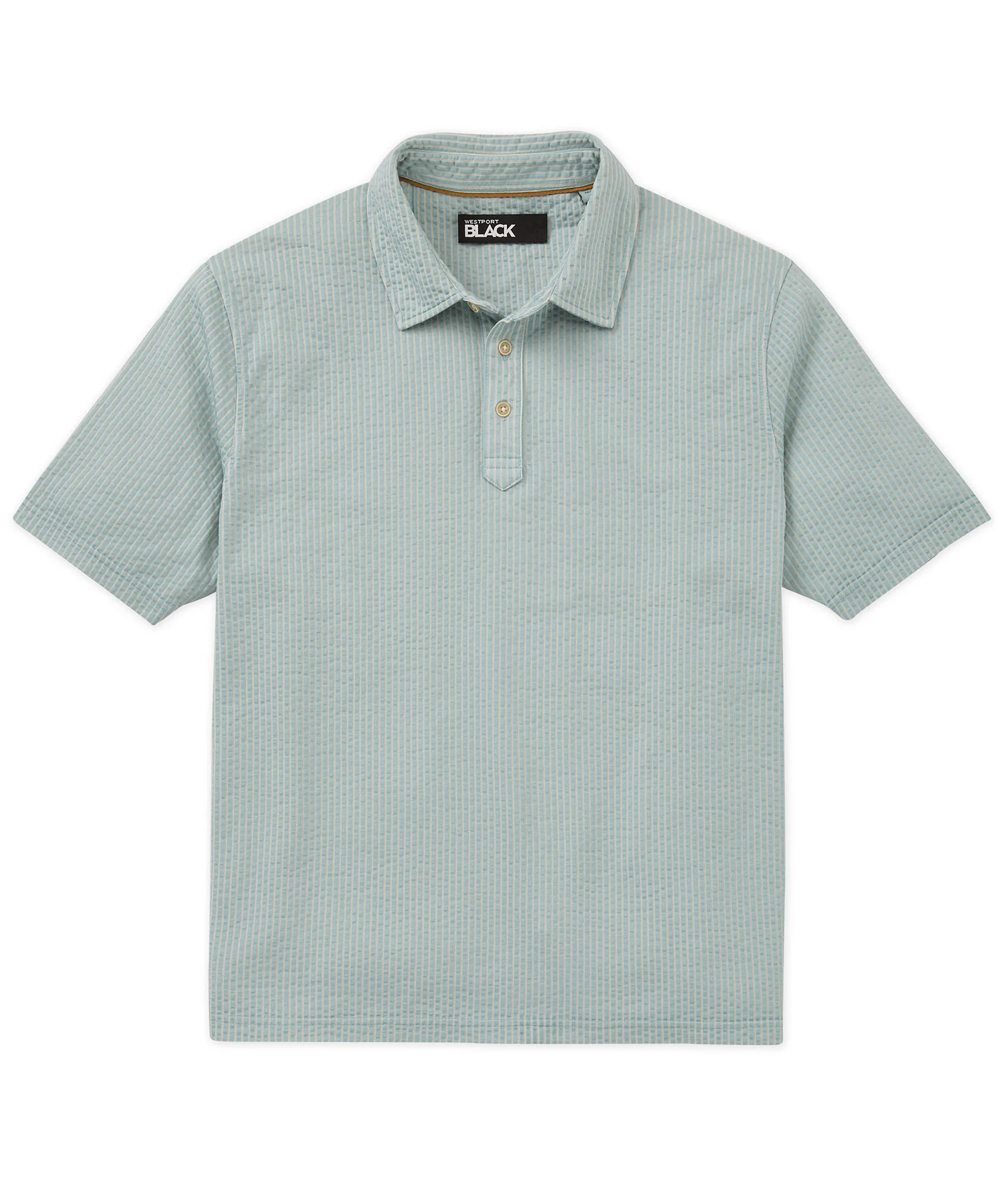 Westport Black Short Sleeve Seersucker Garment Dyed Polo Knit Shirt - Image 3