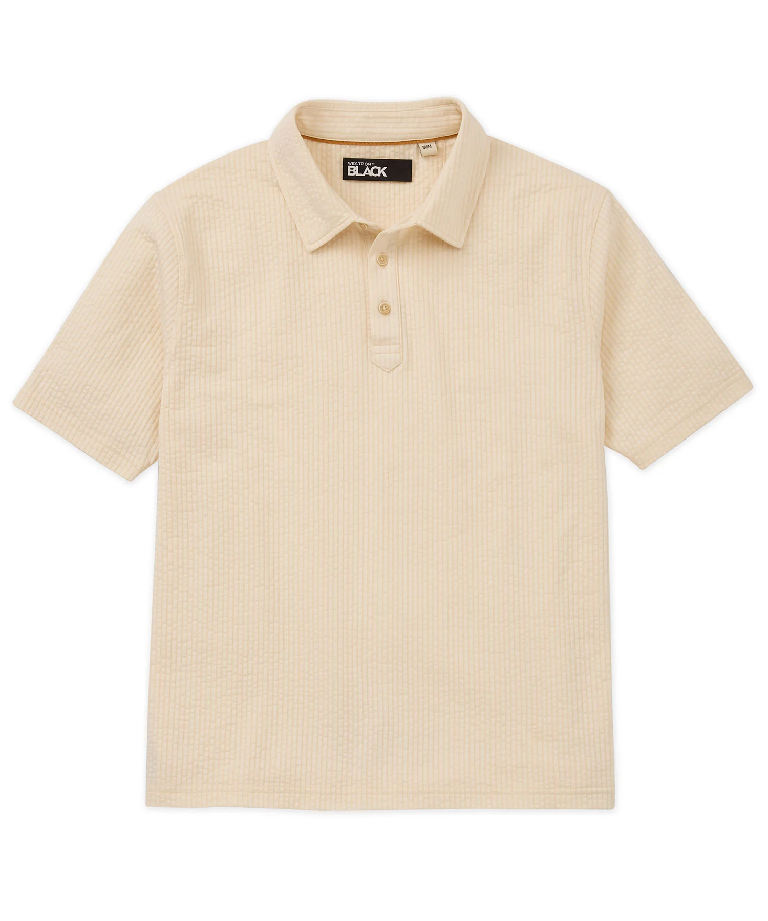 Westport Black Short Sleeve Seersucker Garment Dyed Polo Knit Shirt - Image 5