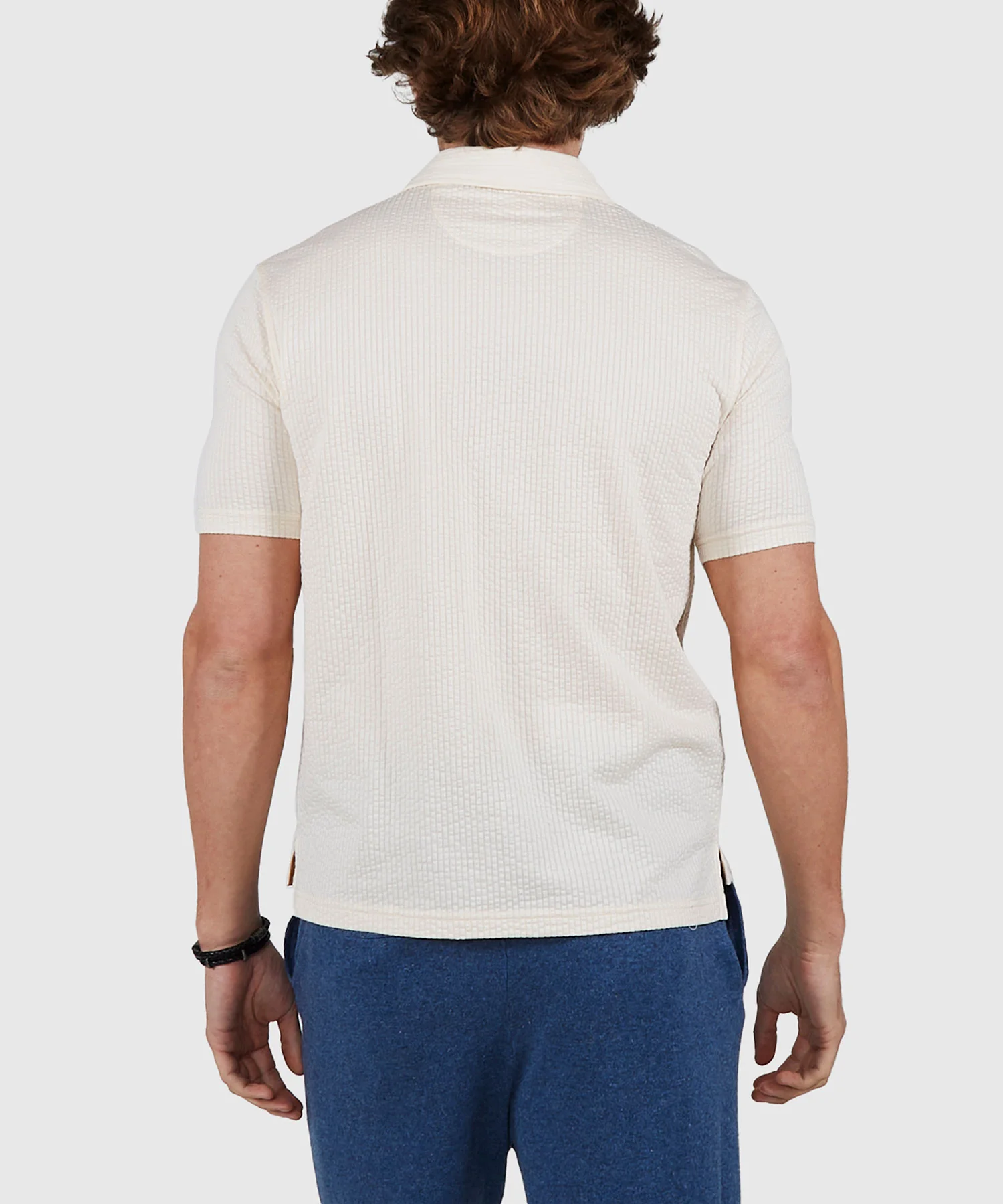 Westport Black Short Sleeve Seersucker Garment Dyed Polo Knit Shirt - Image 8