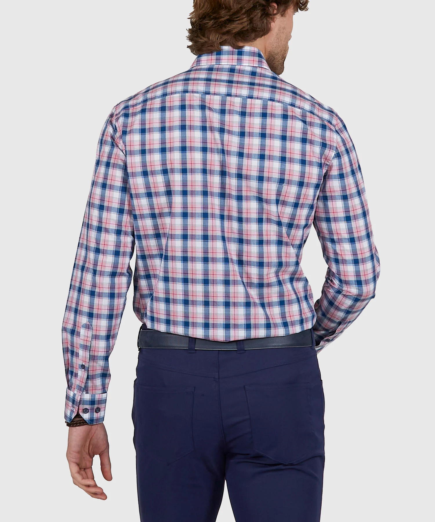 Westport Black Long Sleeve Semi Spread Button Under Collar Big Plaid Sport Shirt - Image 4