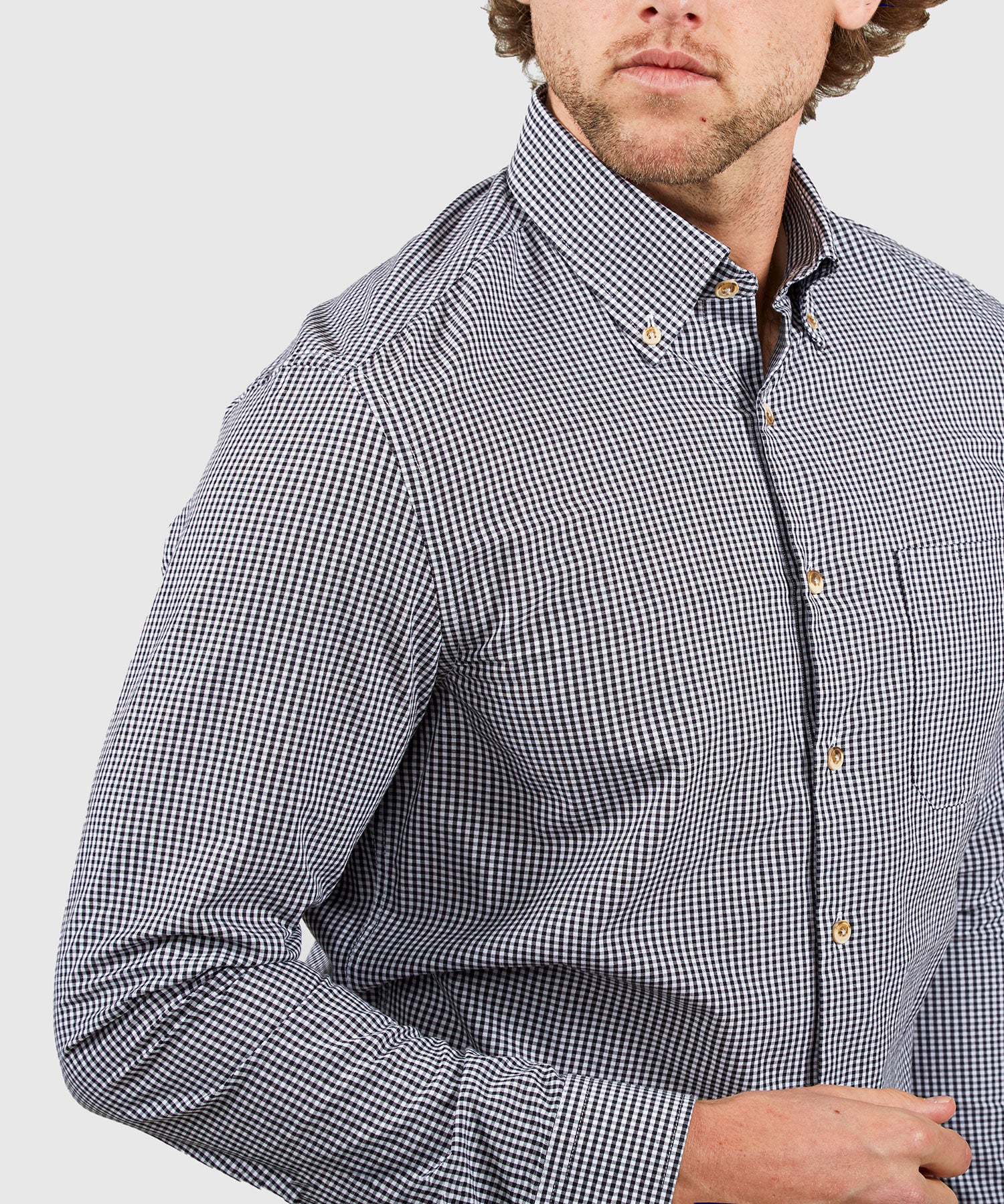 Westport Lifestyle Long Sleeve Button Down Collar Gingham Sport Shirt - Image 12