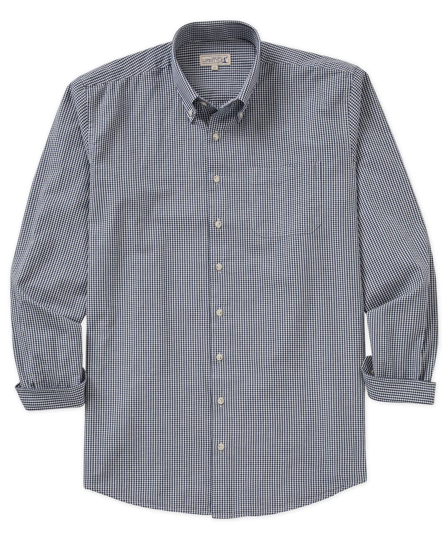 Westport Lifestyle Long Sleeve Button Down Collar Gingham Sport Shirt - Image 14