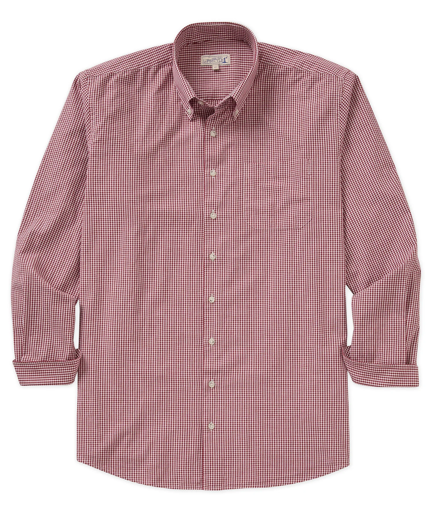 Westport Lifestyle Long Sleeve Button Down Collar Gingham Sport Shirt - Image 19