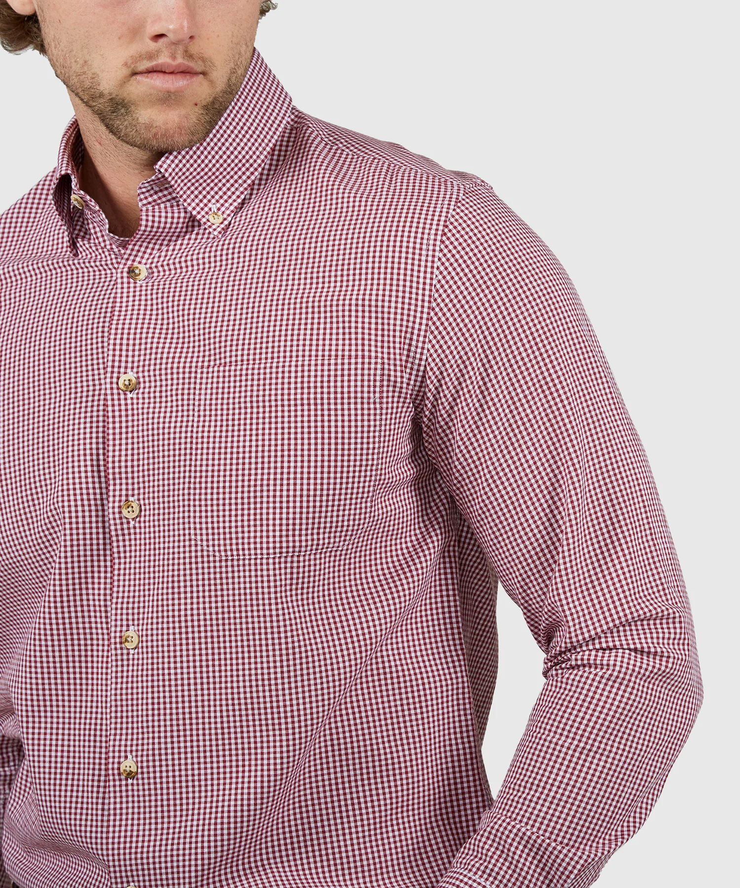 Westport Lifestyle Long Sleeve Button Down Collar Gingham Sport Shirt - Image 22