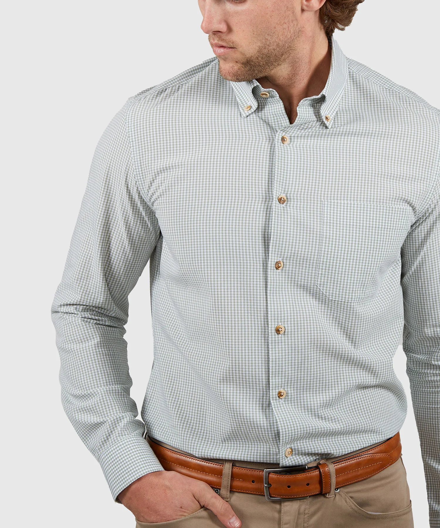 Westport Lifestyle Long Sleeve Button Down Collar Gingham Sport Shirt - Image 25