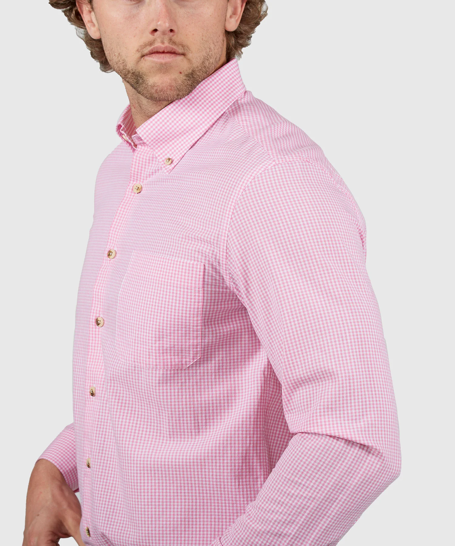 Westport Lifestyle Long Sleeve Button Down Collar Gingham Sport Shirt - Image 7