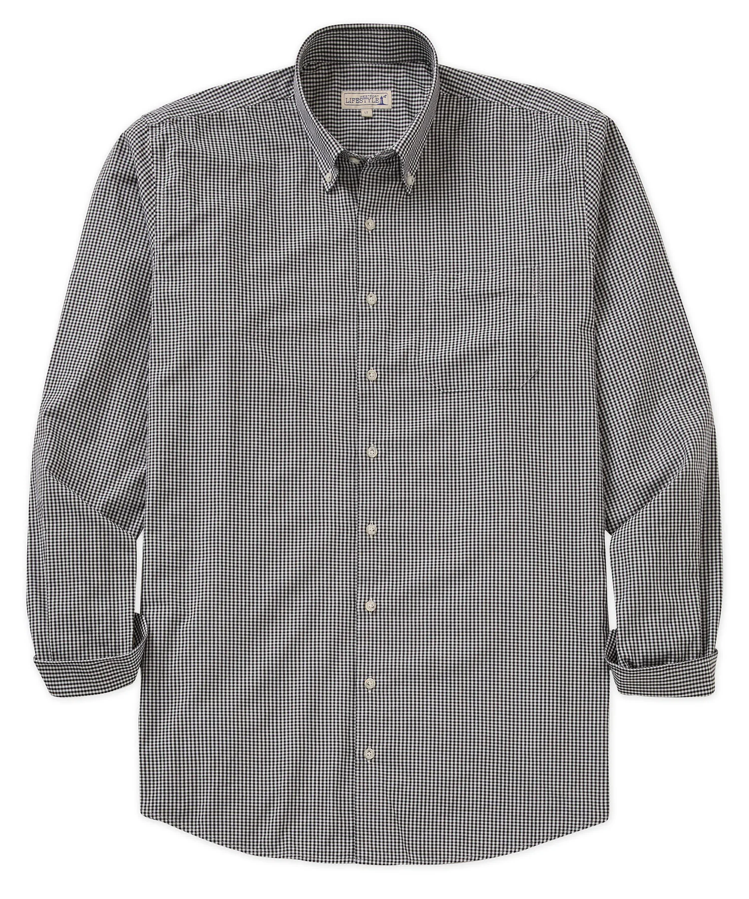 Westport Lifestyle Long Sleeve Button Down Collar Gingham Sport Shirt - Image 9