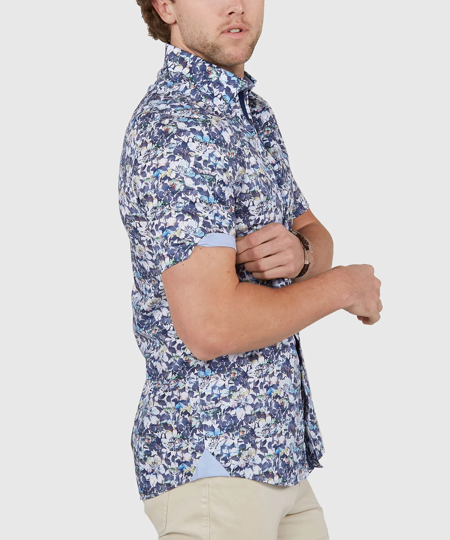 Westport Black Short Sleeve Semi Spread Button Under Collar Print Sport Shirt - Image 10