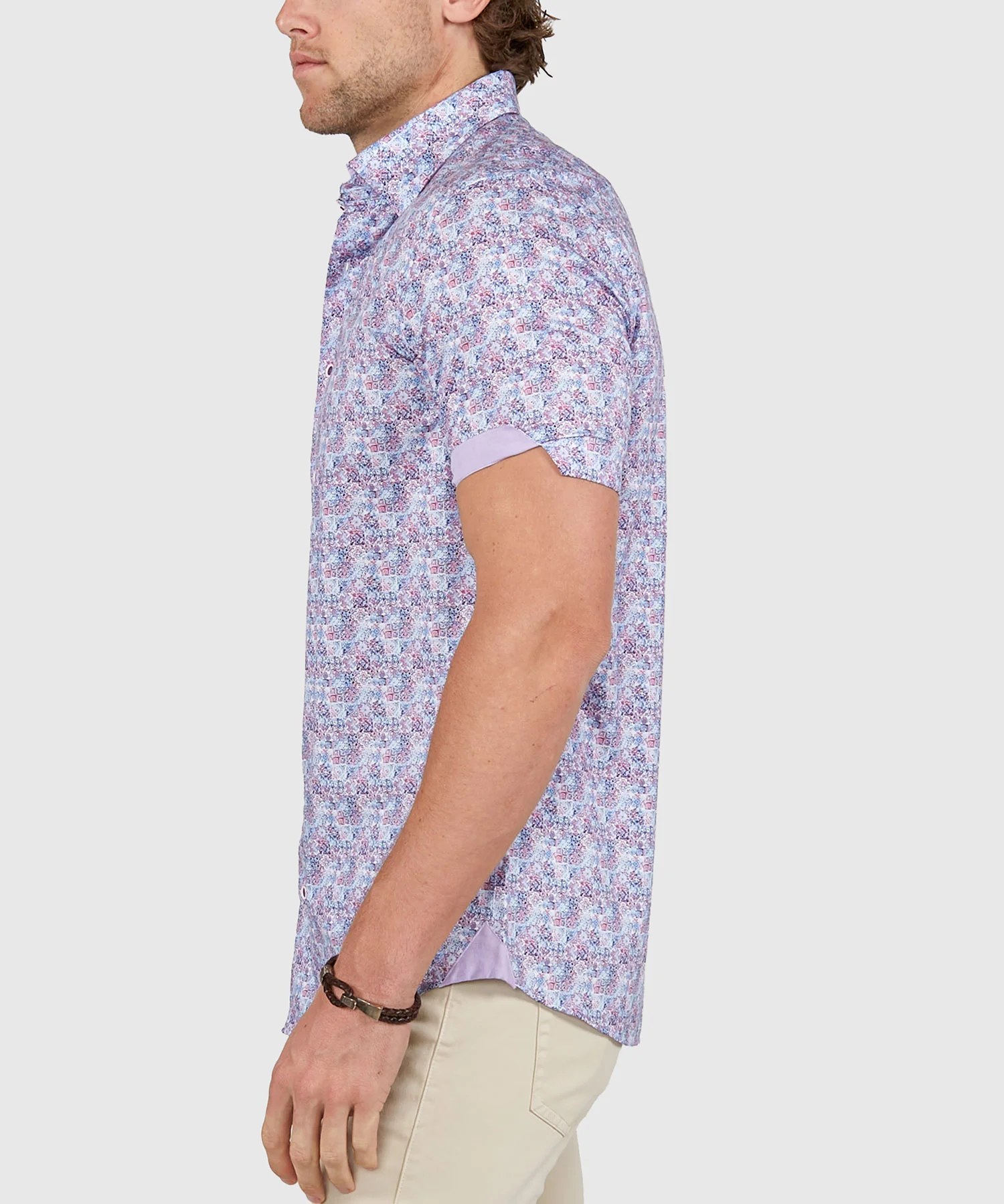 Westport Black Short Sleeve Semi Spread Button Under Collar Print Sport Shirt - Image 14
