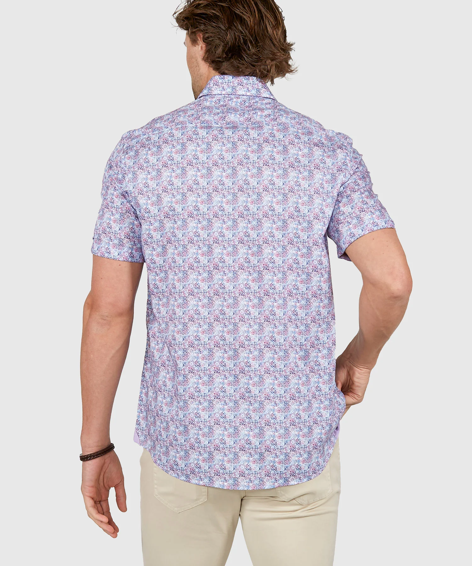 Westport Black Short Sleeve Semi Spread Button Under Collar Print Sport Shirt - Image 16