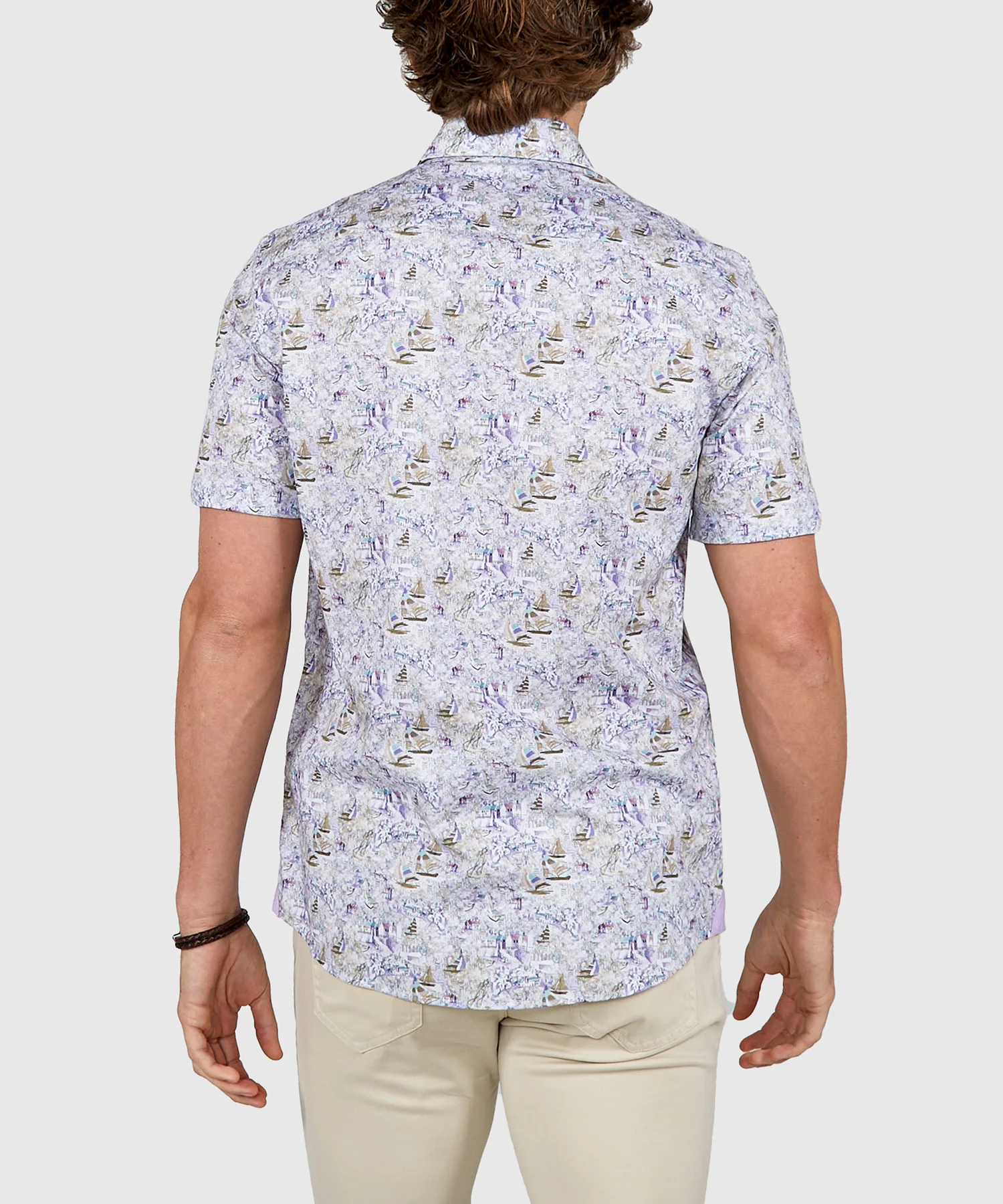 Westport Black Short Sleeve Semi Spread Button Under Collar Print Sport Shirt - Image 19