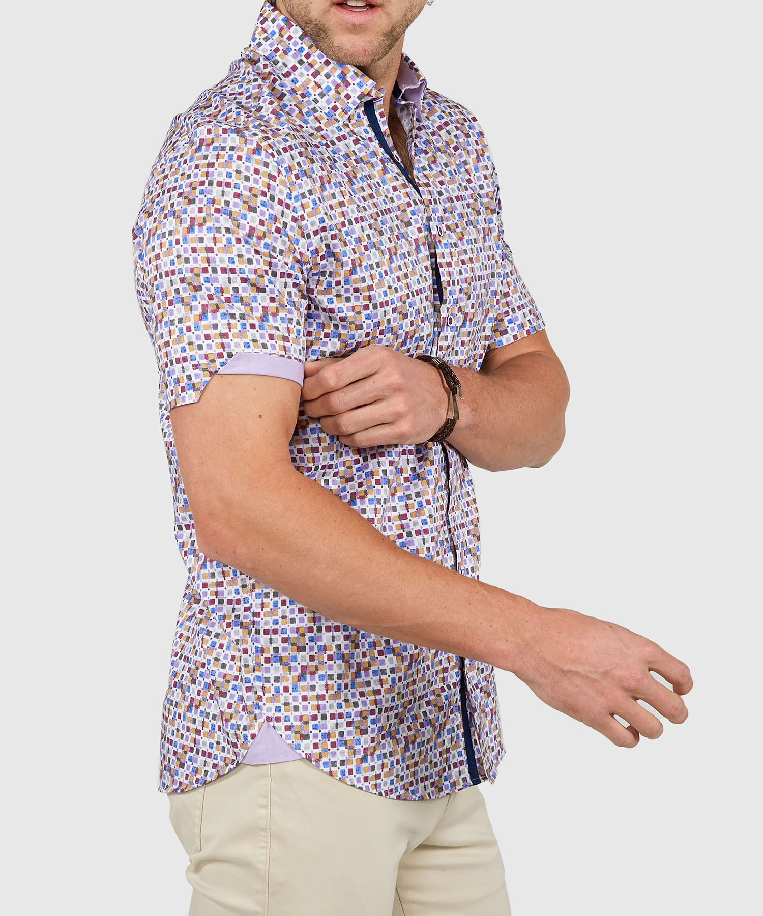 Westport Black Short Sleeve Semi Spread Button Under Collar Print Sport Shirt - Image 24
