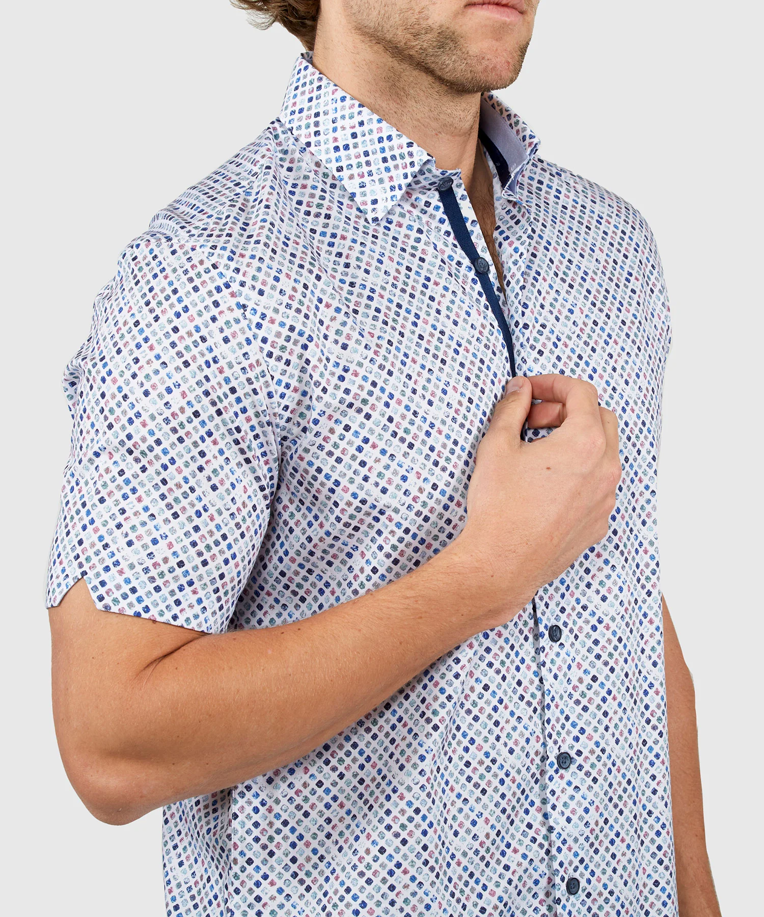 Westport Black Short Sleeve Semi Spread Button Under Collar Print Sport Shirt - Image 29
