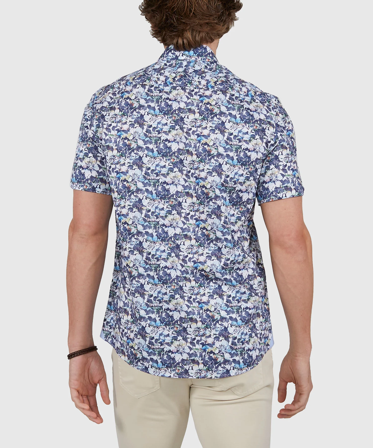 Westport Black Short Sleeve Semi Spread Button Under Collar Print Sport Shirt - Image 9