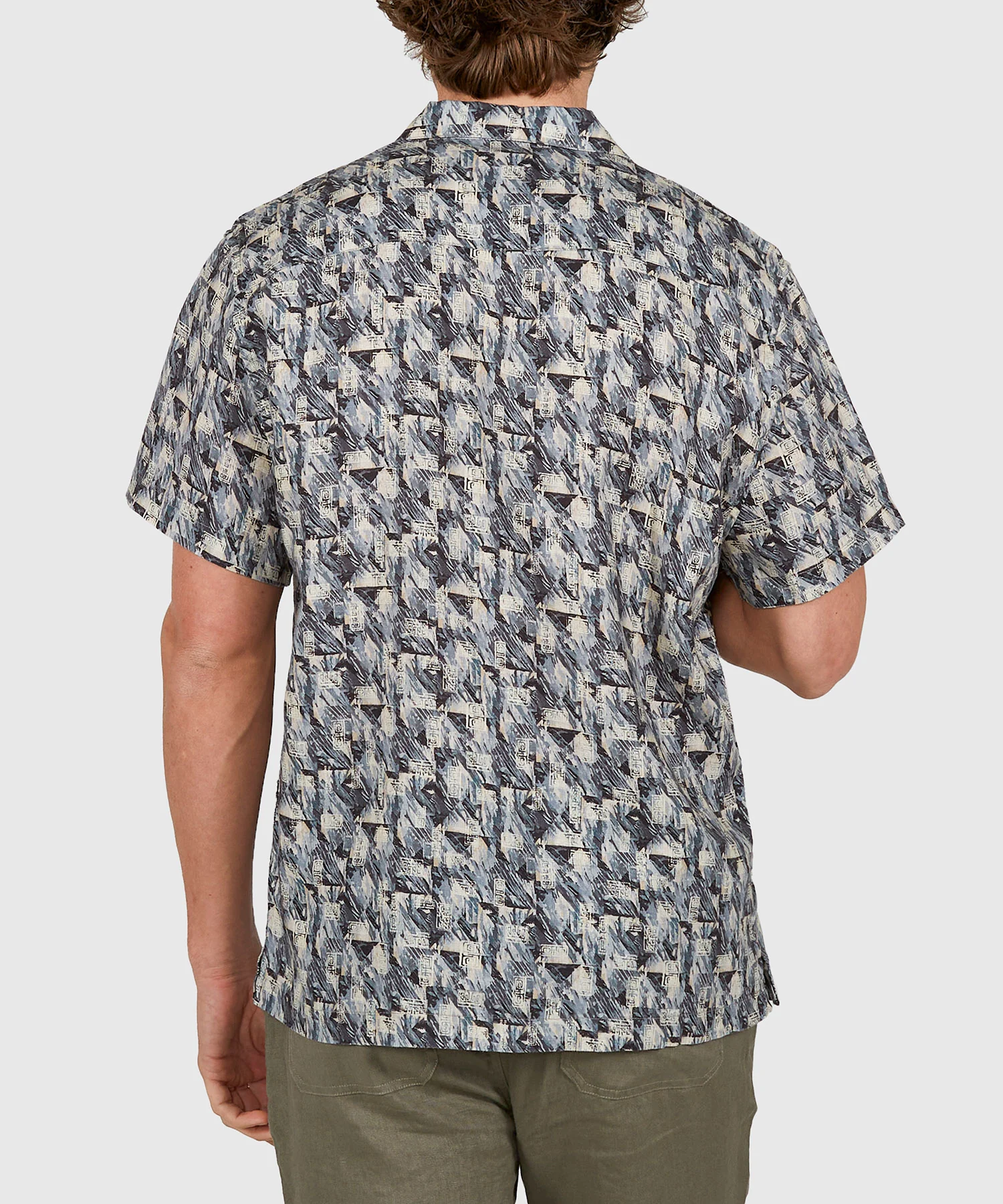Westport Black Geo Print Short Sleeve Linen Camp Shirt - Image 4