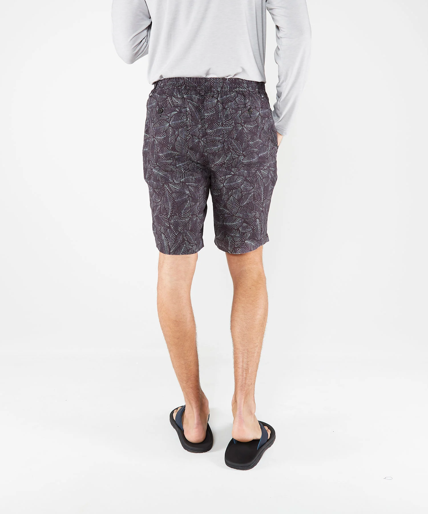Westport Black Southport Leaf Print Linen Drawcord Short - Image 4