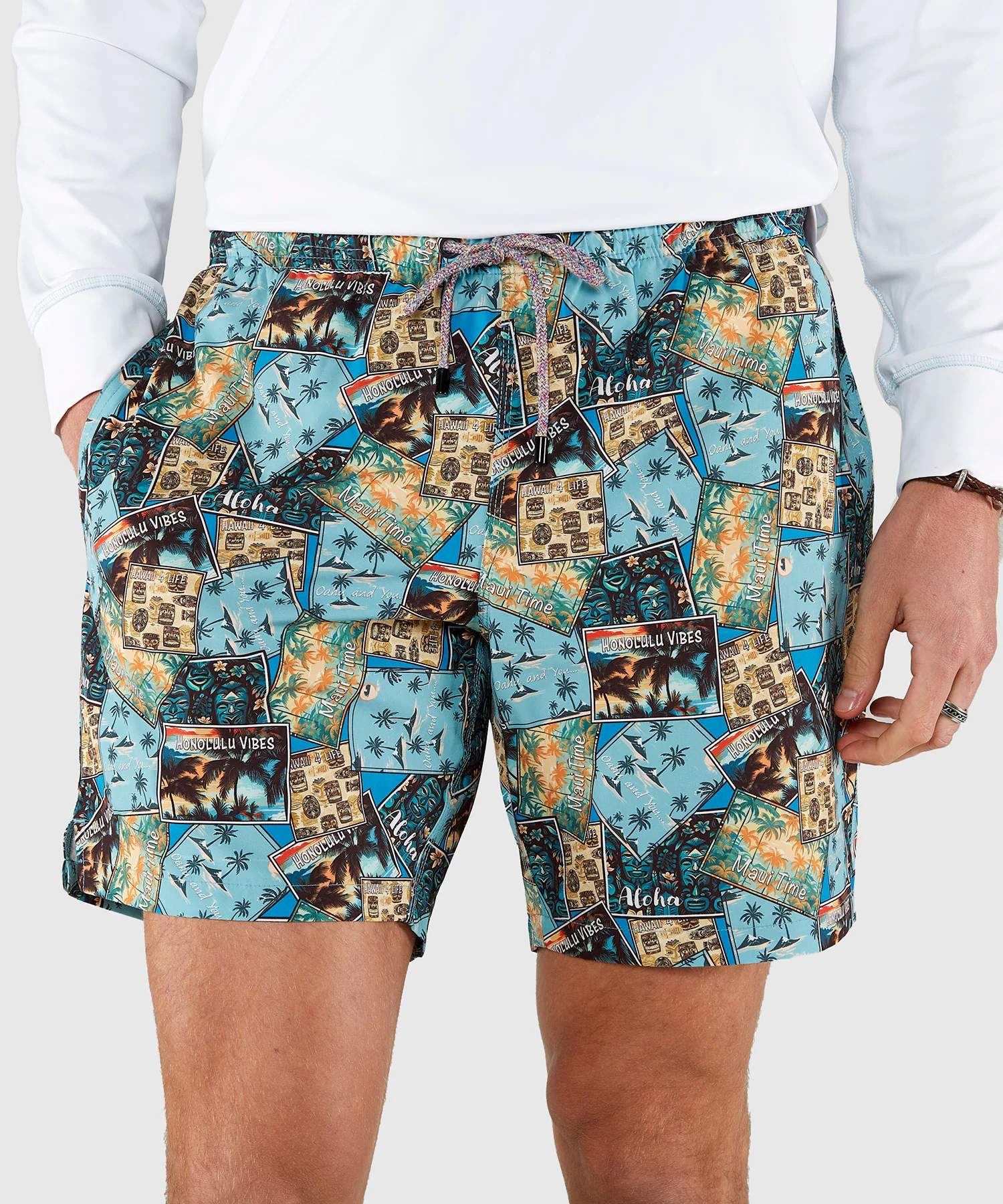 Westport Black Postcard Print Hampton Swim Trunk - Image 5