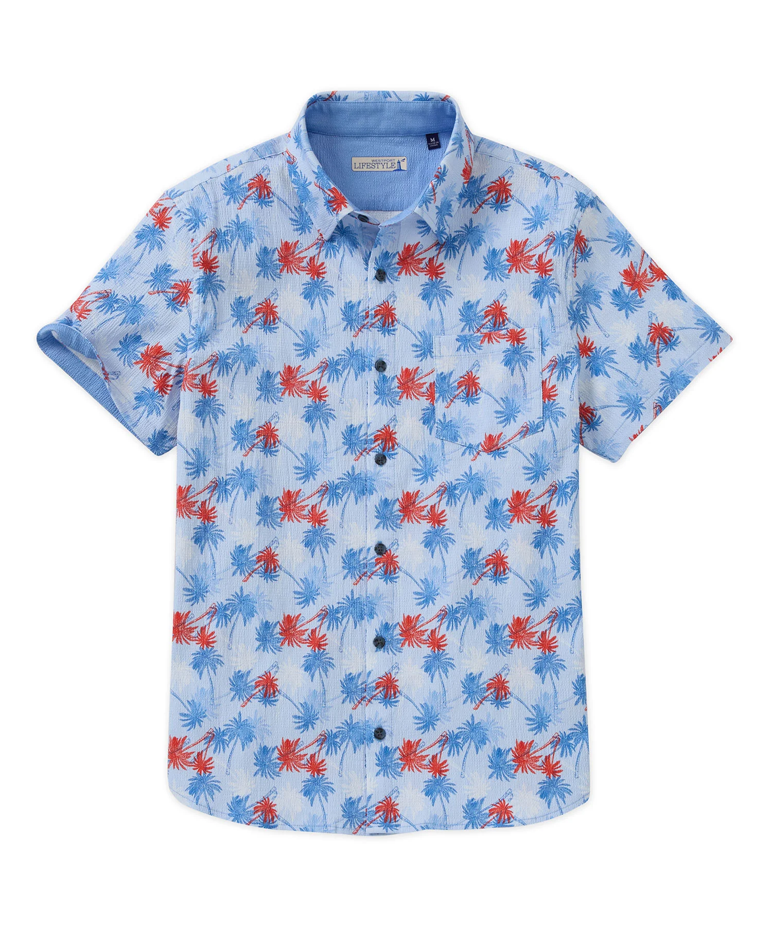 Westport Lifestyle Short Sleeve Seersucker Print Sport Shirt - Image 3
