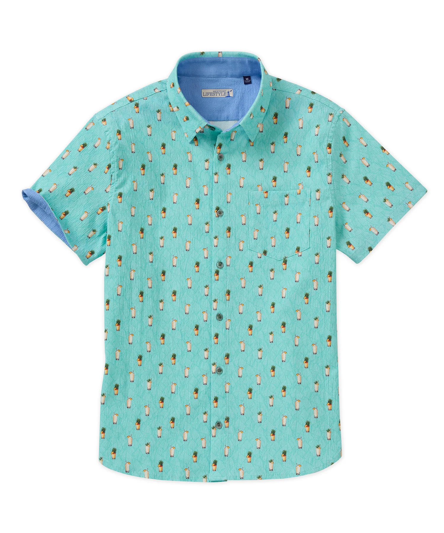 Westport Lifestyle Short Sleeve Seersucker Print Sport Shirt - Image 8