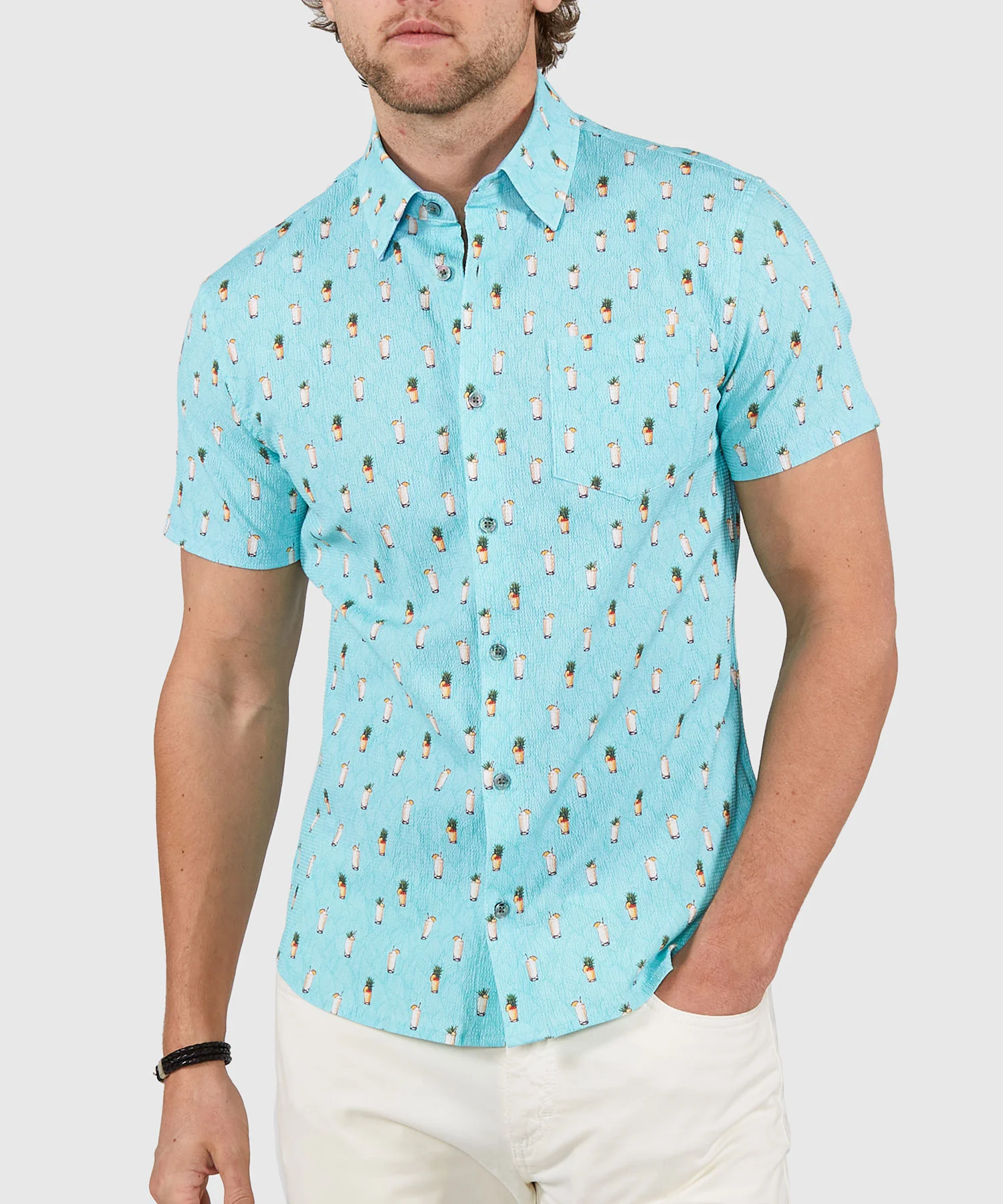 Westport Lifestyle Short Sleeve Seersucker Print Sport Shirt - Image 9