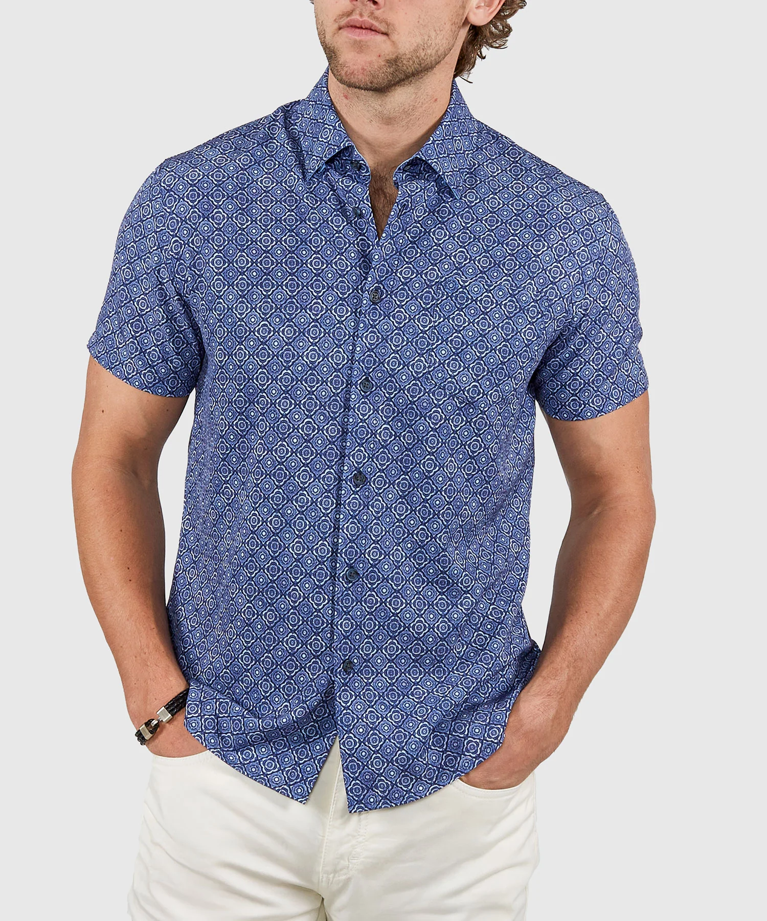 Westport Lifestyle Batik Foulard Print Short Sleeve Performance Sport Shirt - Image 2
