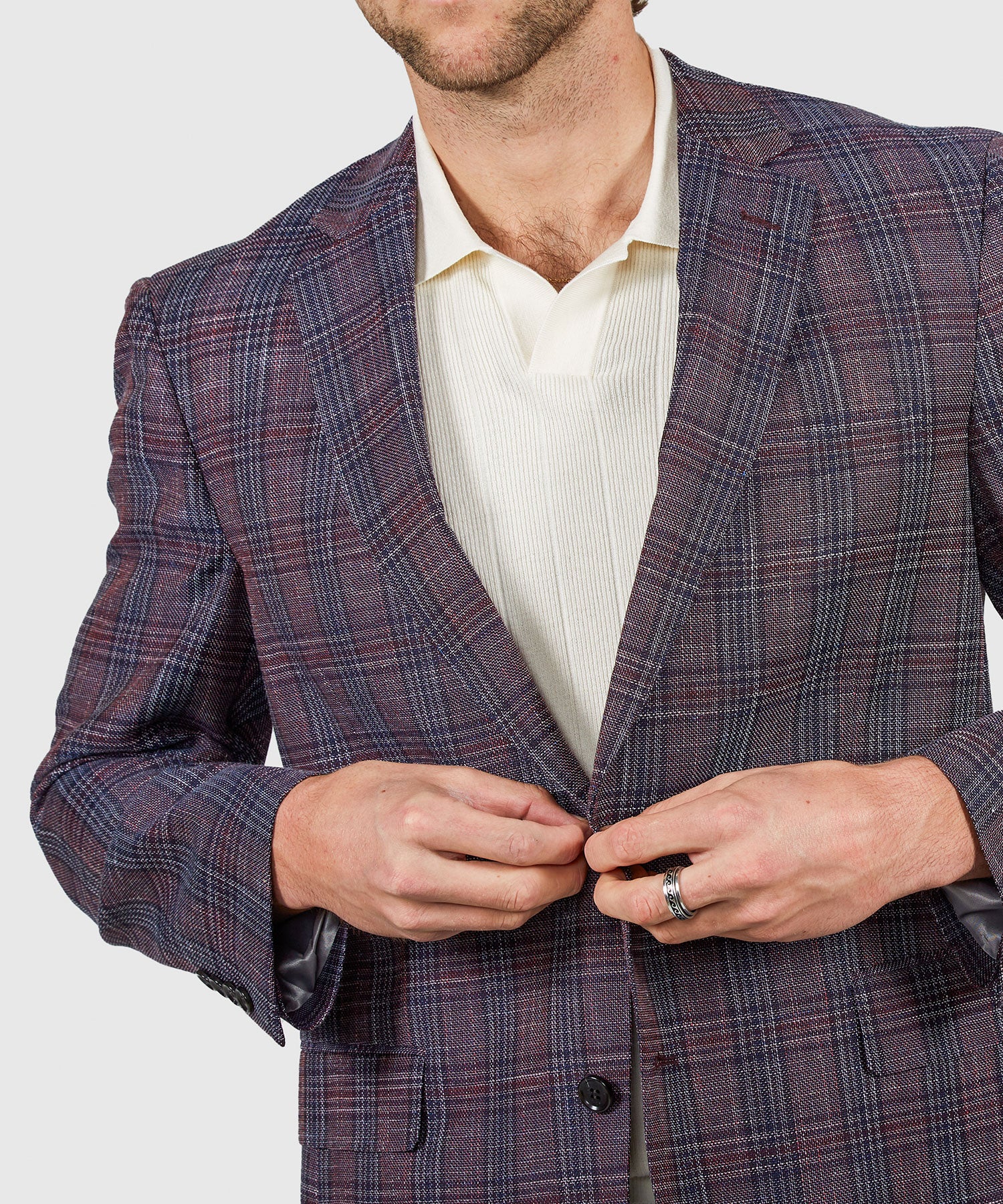 Westport Black Two-Button Side Vented Plaid Sport Coat - Image 3