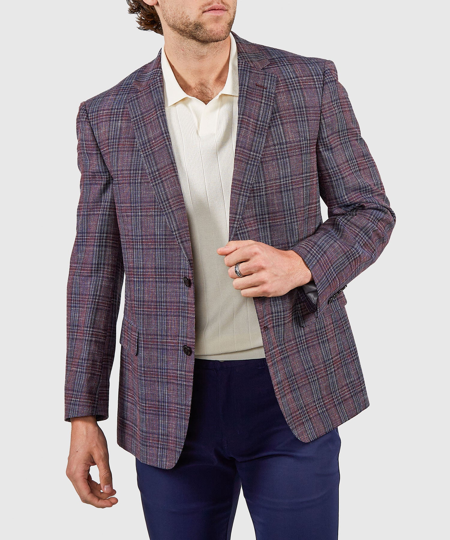 Westport Black Two-Button Side Vented Plaid Sport Coat - Image 6