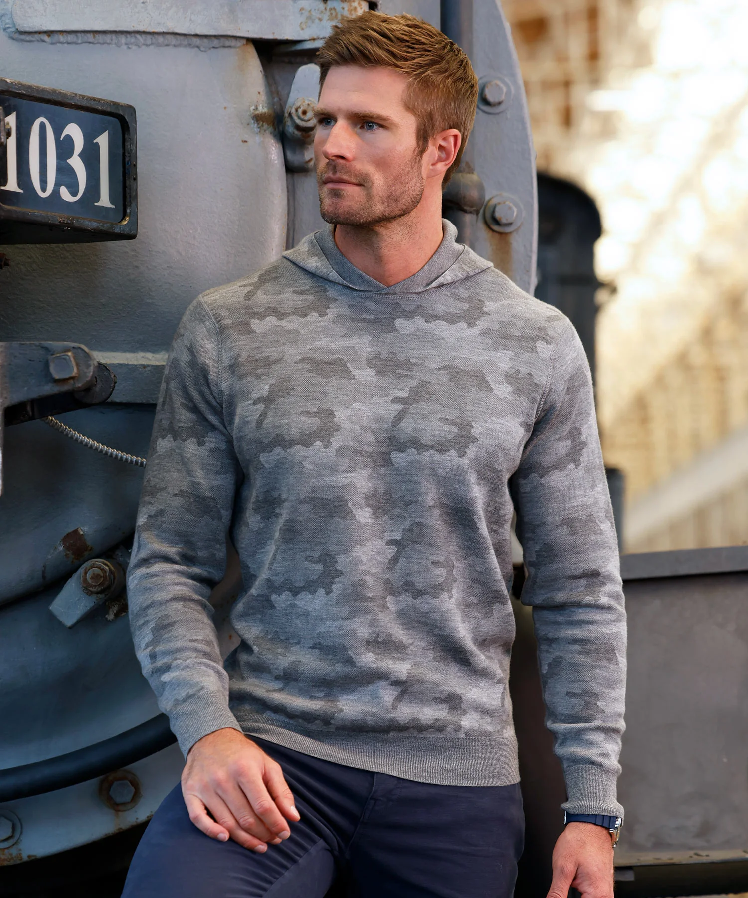 Peter Millar Long Sleeve Reversible Camo Popover Hoodie Pullover - Image 2