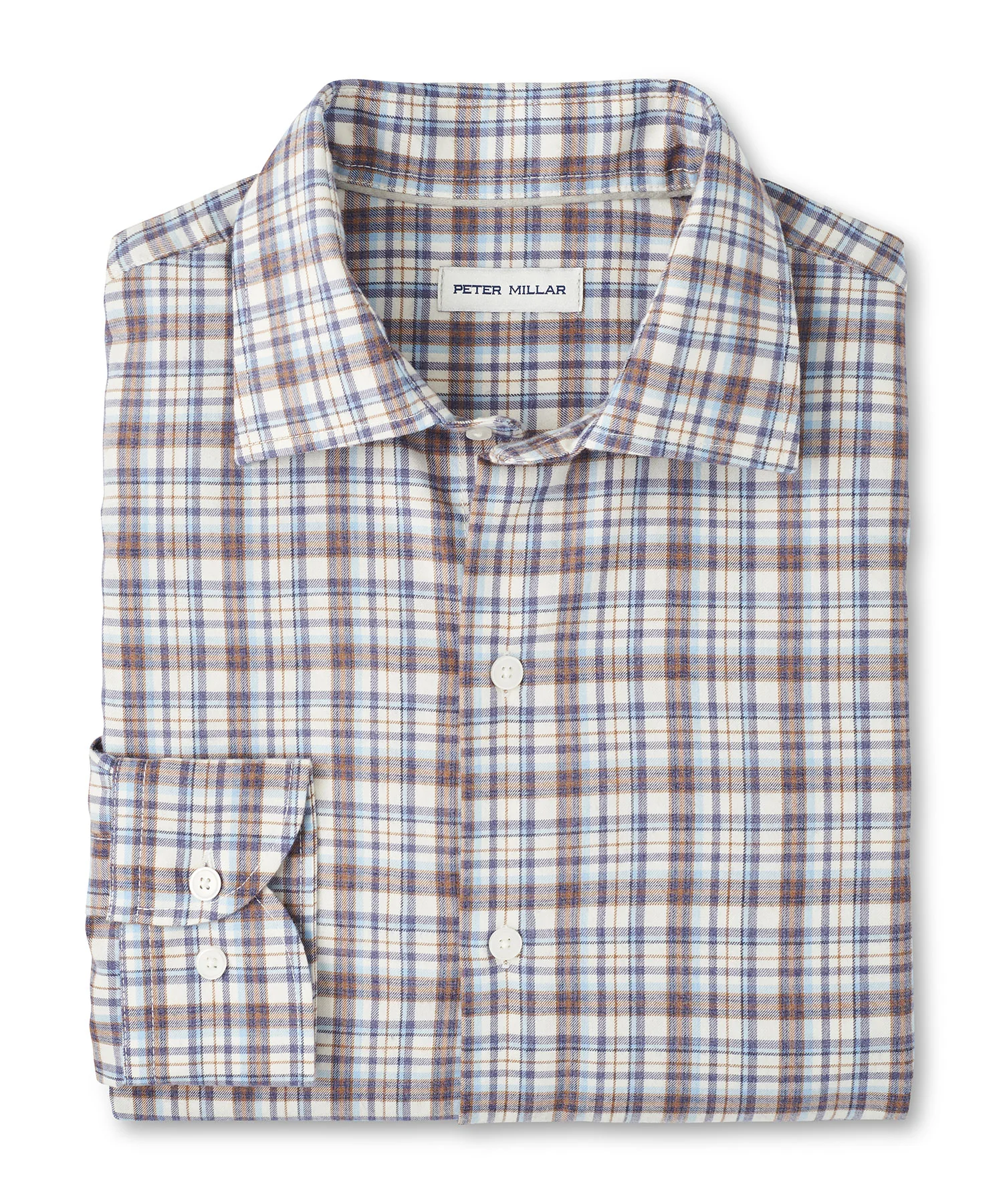 Peter Millar Long Sleeve Spread Collar Performance Flannel Waynesville Sport Shirt
