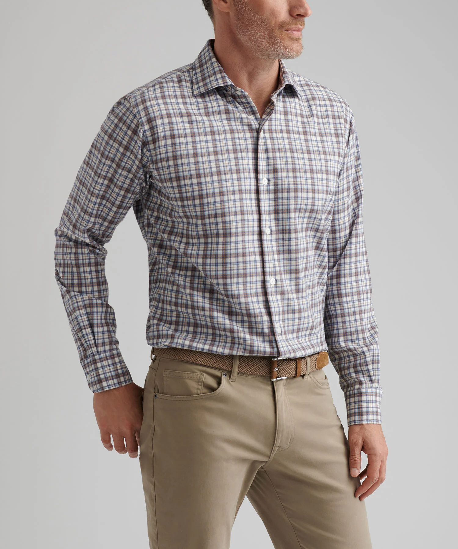 Peter Millar Long Sleeve Spread Collar Performance Flannel Waynesville Sport Shirt - Image 2