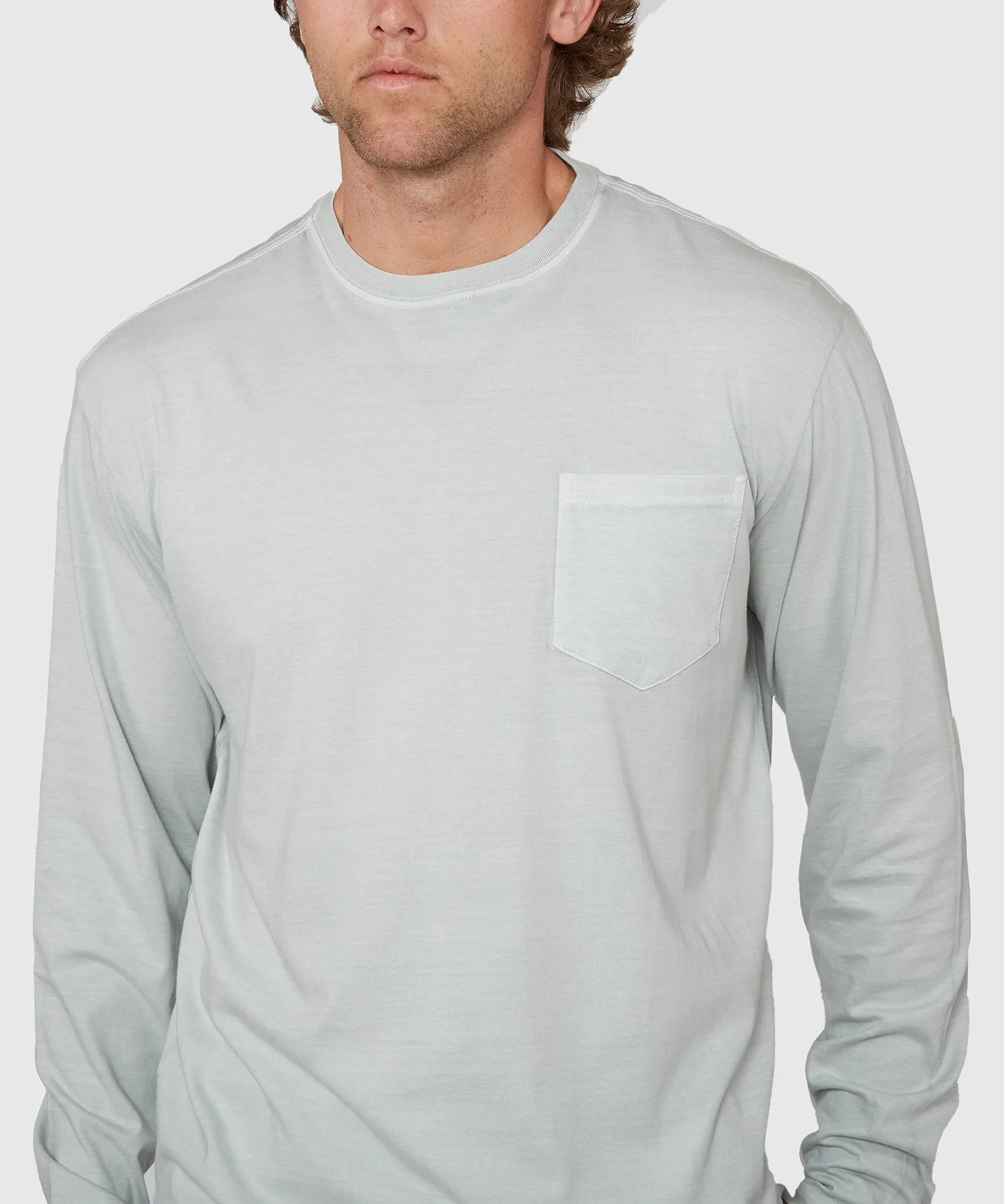 Westport Lifestyle Long Sleeve Ocean Washed Crew Neck Pocket T-Shirt - Image 21